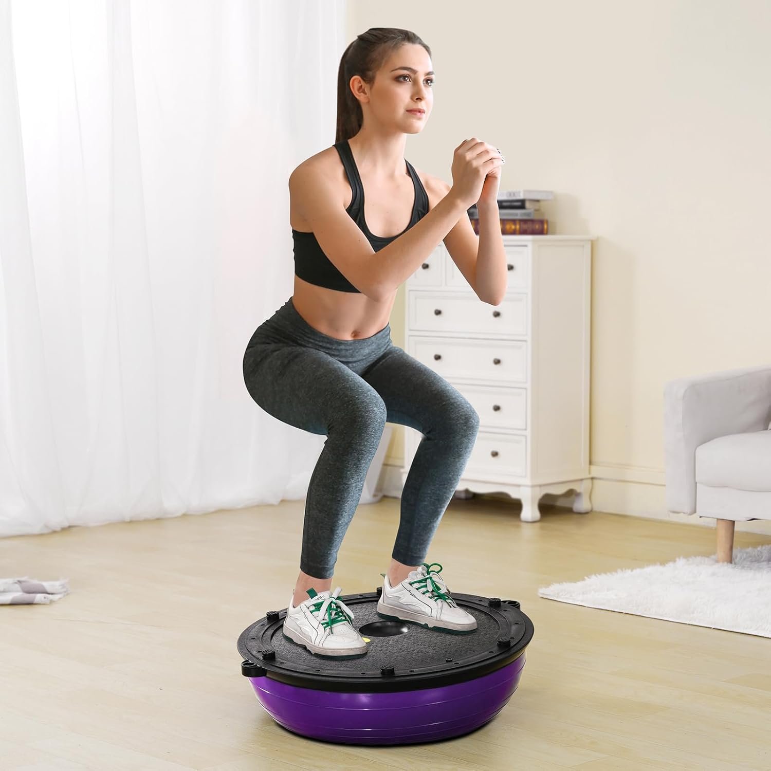 VEVOR Half Exercise Ball Trainer, 23/26 inch Balance Ball Trainer, 1500lbs Capacity Stability Ball, - Image 10