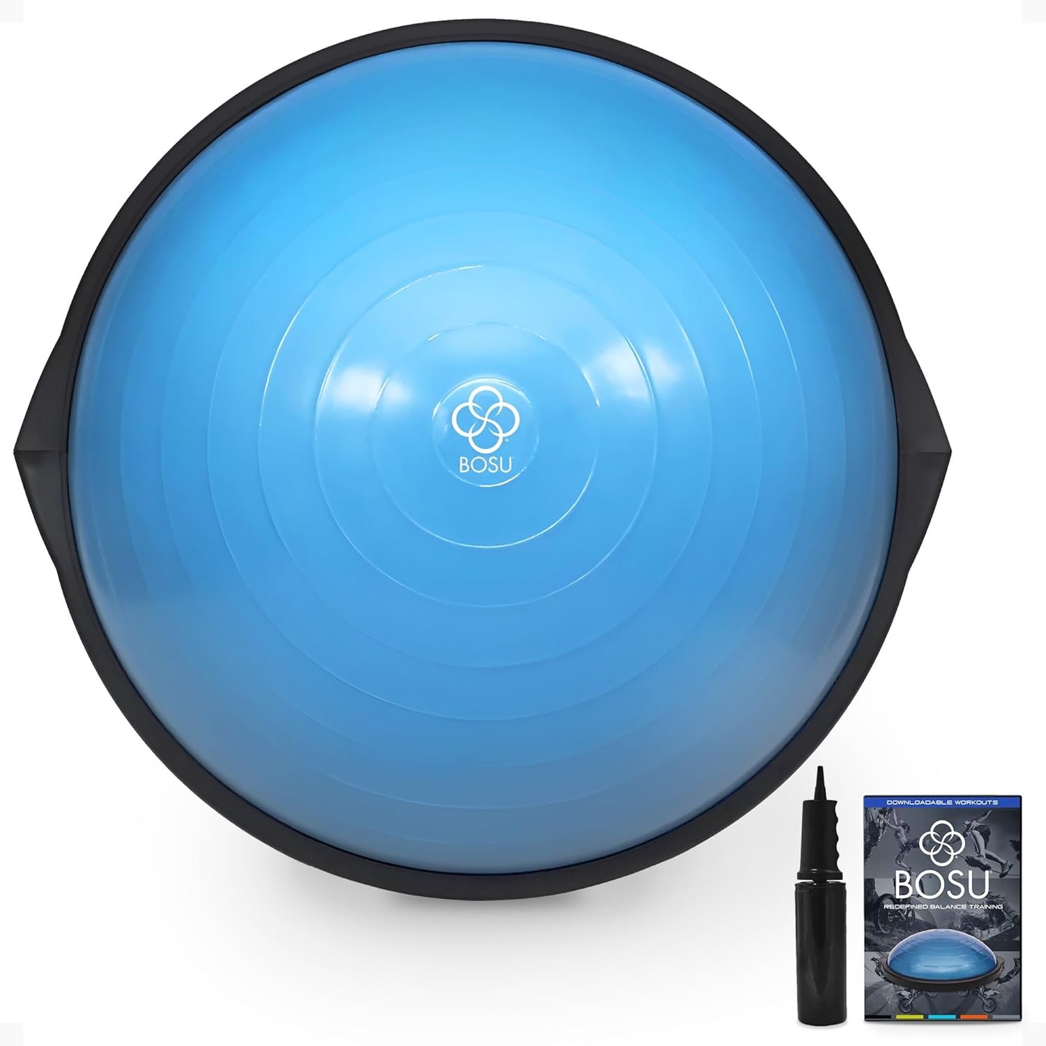 Bosu Balance Ball Exercise Trainer, Home Gym Equipment w/ Guided Workouts & Pump, 26", Blue - - Image 2