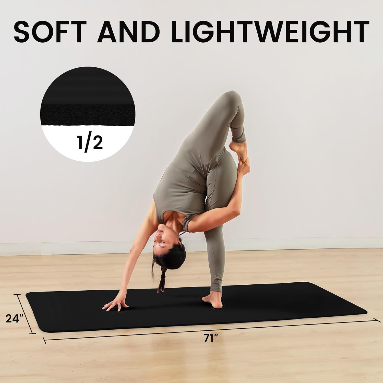 Fitvids Yoga Mat, 1/2-Inch Extra Thick High Density Exercise Mat, Anti-Tear Exercise Yoga Mat with - Image 4