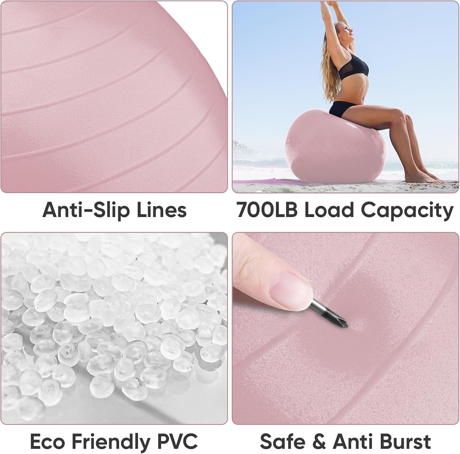 APEXUP Yoga Ball Exercise Ball Anti Slip Heavy Duty for Fitness, Balance & Core Workout - Image 3