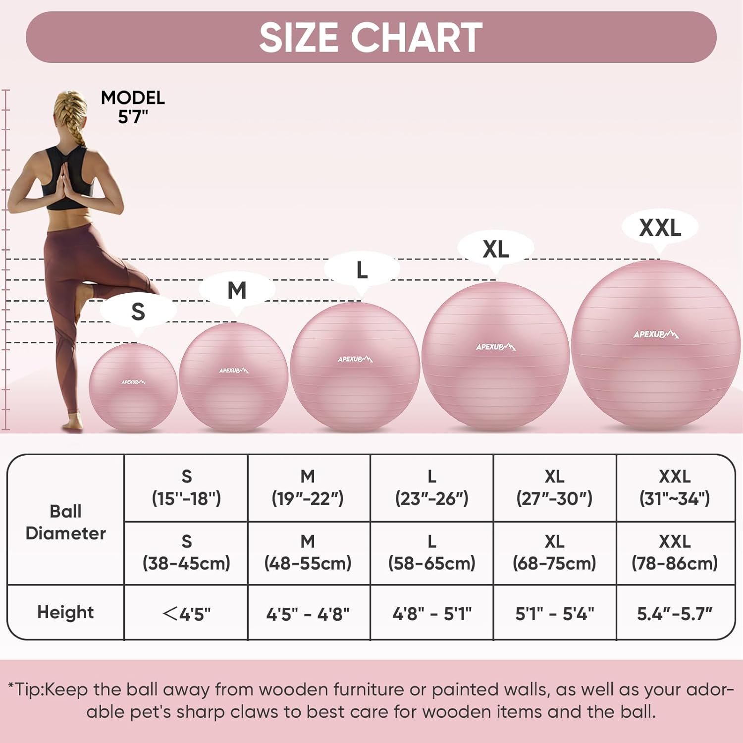 APEXUP Yoga Ball Exercise Ball Anti Slip Heavy Duty for Fitness, Balance & Core Workout - Image 5