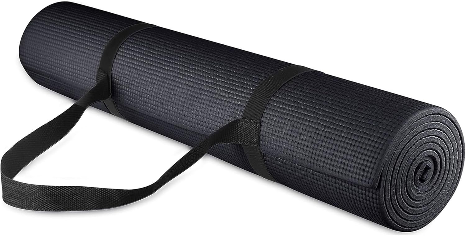 Fitvids All Purpose 1/4-Inch High Density Anti-Tear Exercise Yoga Mat with Carrying Strap, Multiple - Image 2