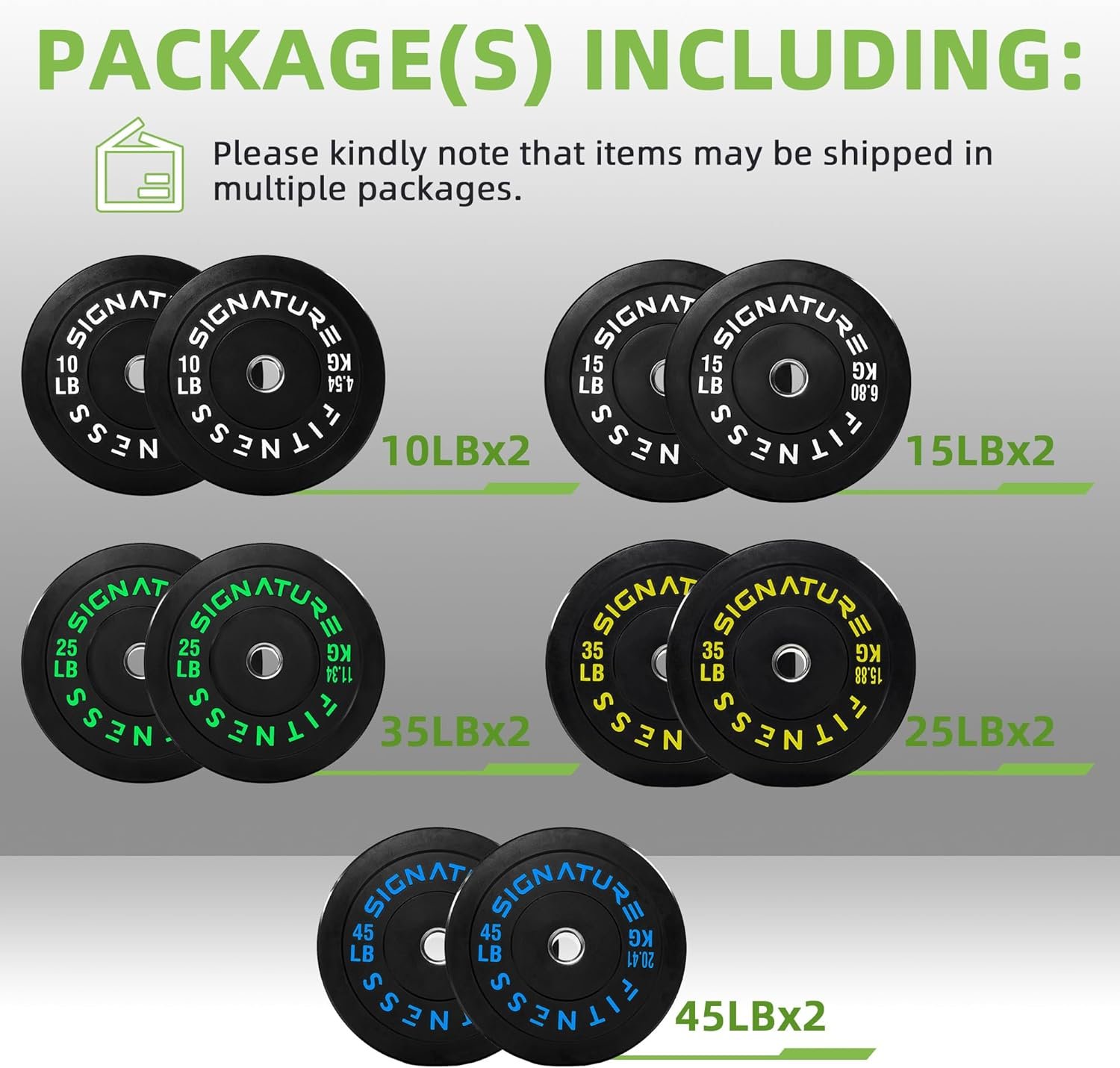 Olympic Bumper Plates Set, 2" Weight Plates for Strength Training & Weightlifting, Paris or Set or - Image 3