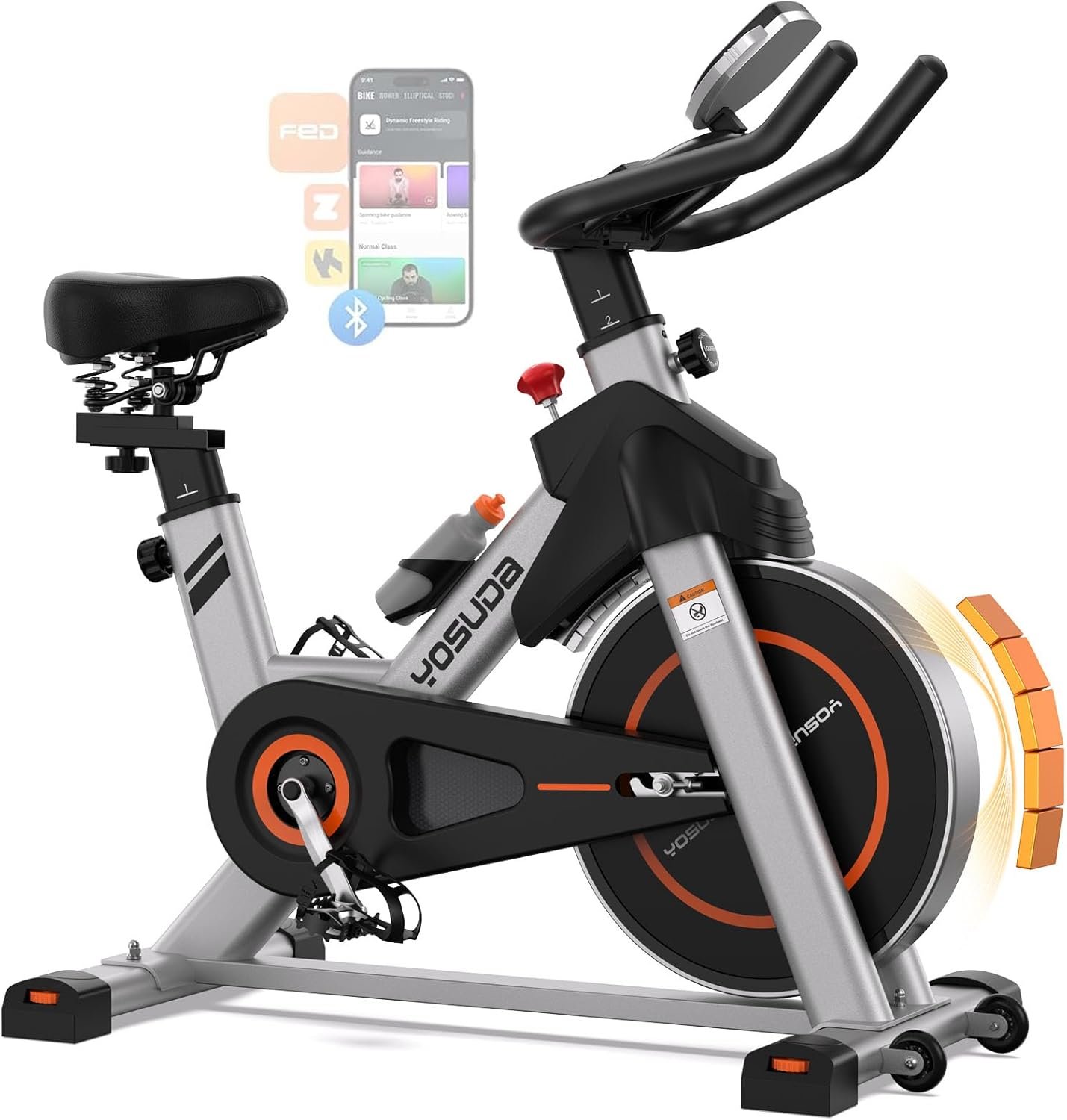 YOSUDA Exercise Bike, Brake Pad Stationary Bike for Home with Exclusive App, Magnetic Indoor Cycling - Image 2