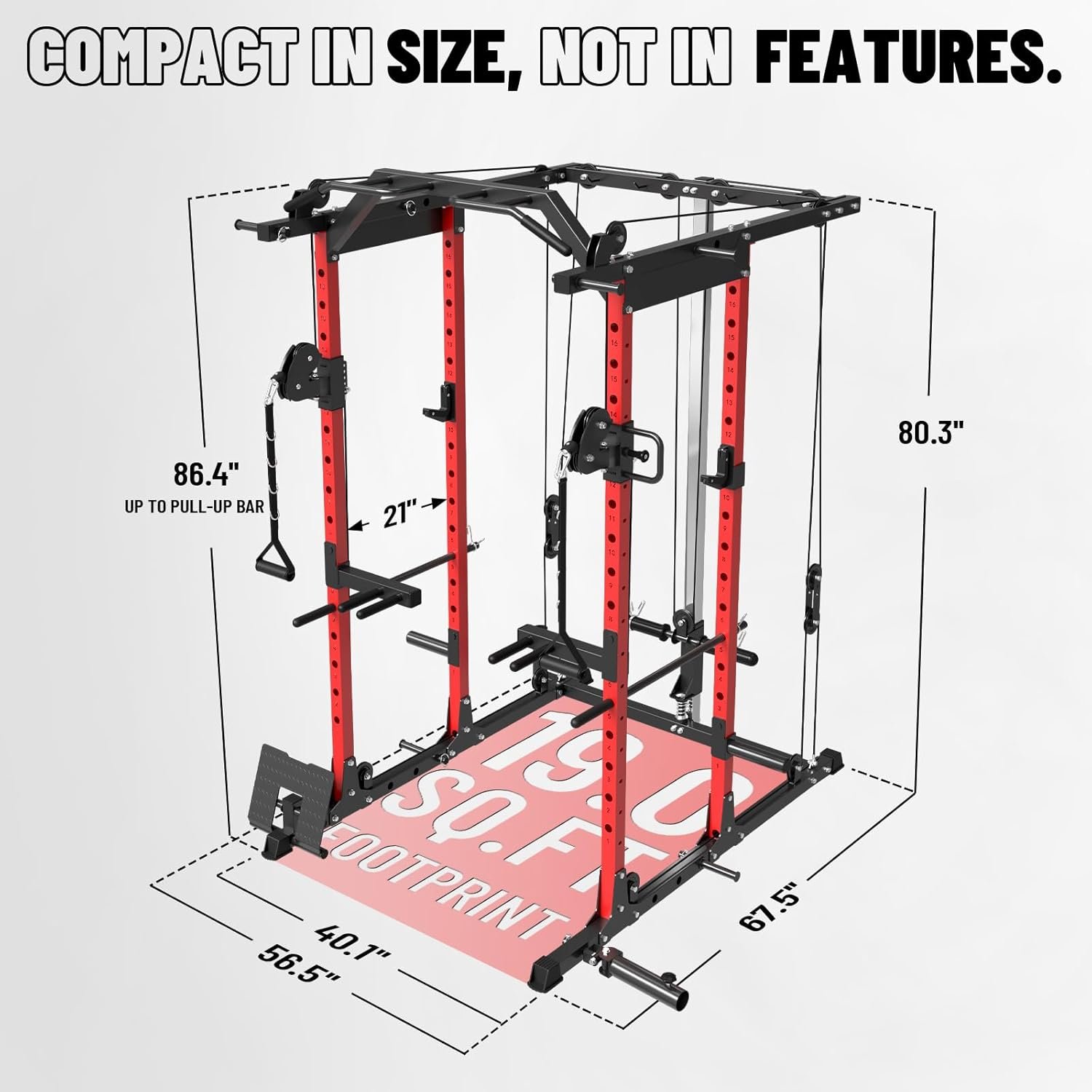 Mikolo Power Cage, Power Rack with Cable Crossover System, 1500LBS Squat Rack with LAT Pull Down - Image 4