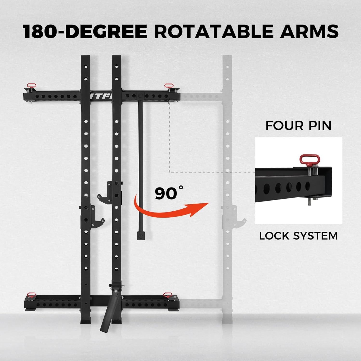 RitFit Multi-Functional Folding Squat Rack for Home Gym, 2.36'' x 2.36'' Wall Mounted Squat Rack - Image 5