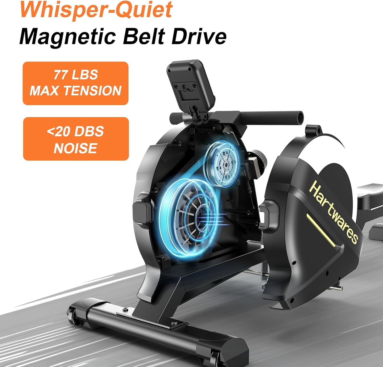 Rowing Machines for Home,Hartwares Magnetic Rowing Machine with 77lbs High Resistance Rowing Machine - Image 3