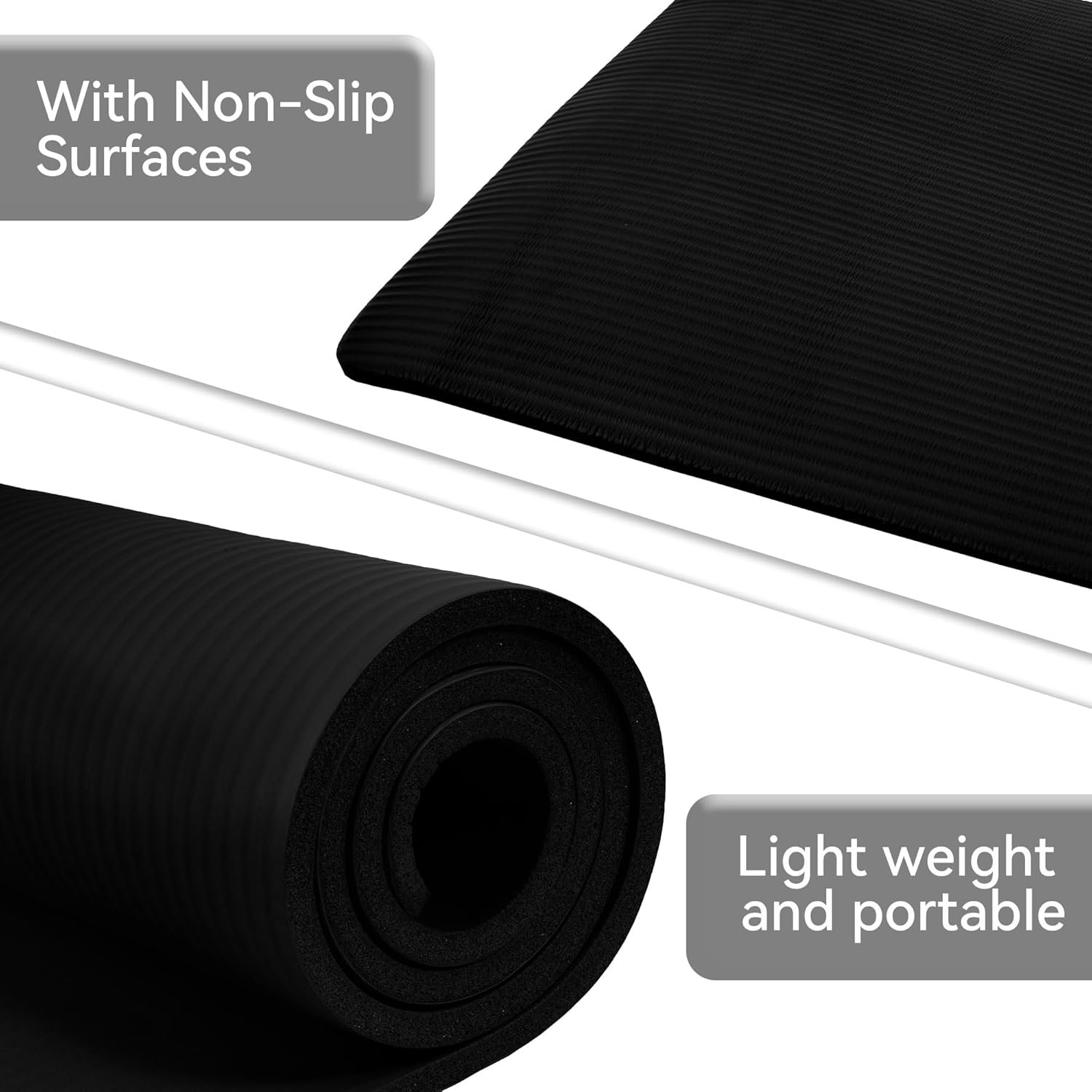 Yoga Mat, 1/2-Inch Extra Thick High Density Exercise Mat, Anti-Tear Exercise Yoga Mat with Carrying - Image 4