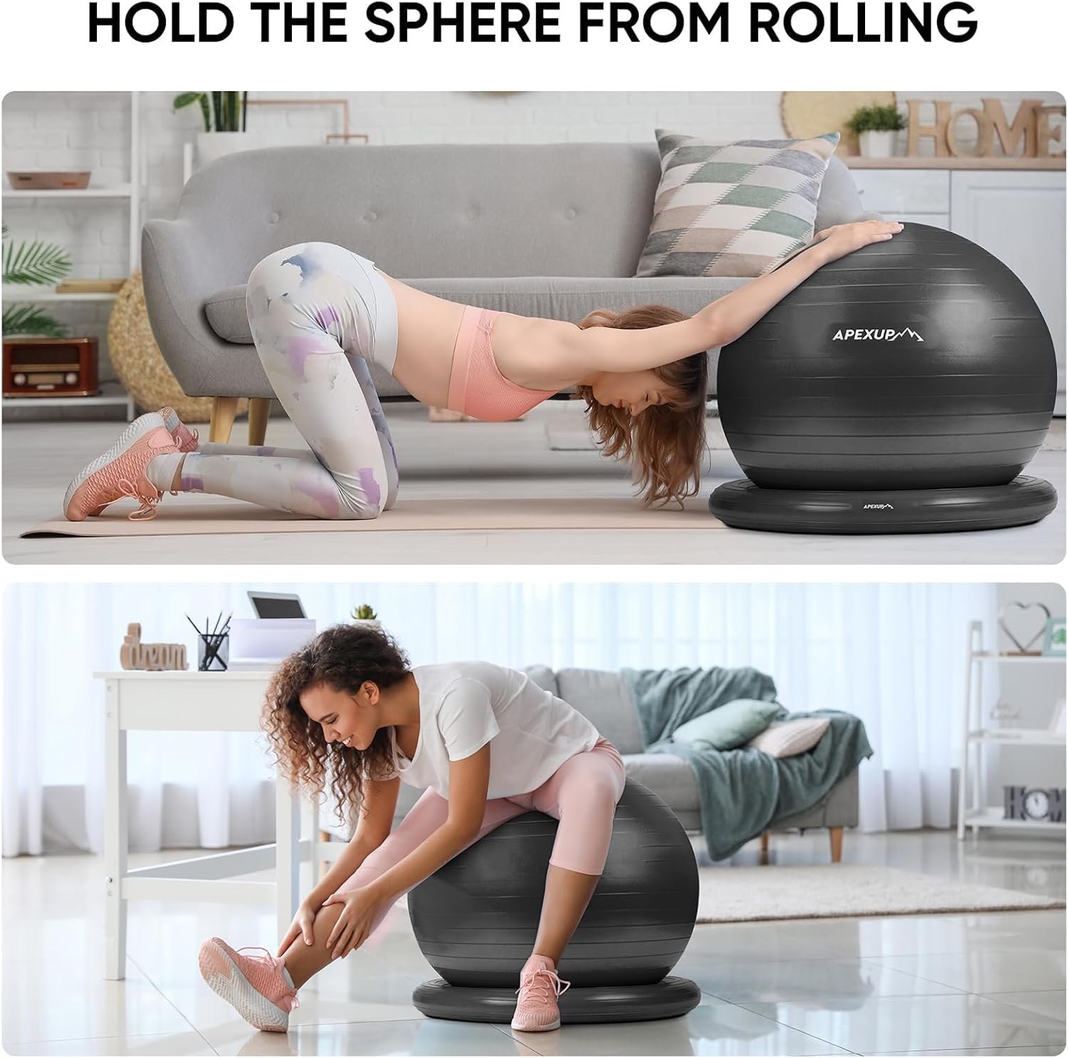 APEXUP Yoga Ball Chair, Exercise Ball Chair with Base for Office, Anti Slip Stability Ball Fitness - Image 6