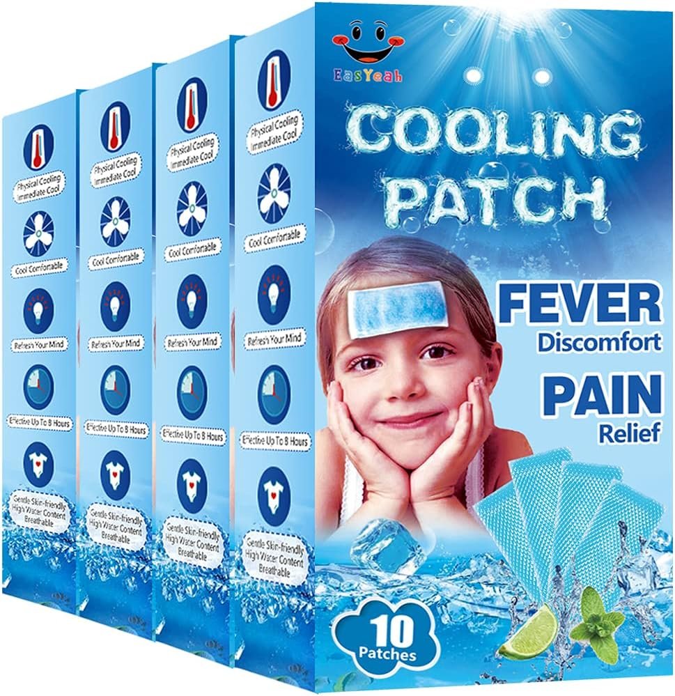 40 Sheets EasYeah Cooling Patches for Fever Discomfort & Pain Relief, Cooling Relief Fever Reducer, - Image 2