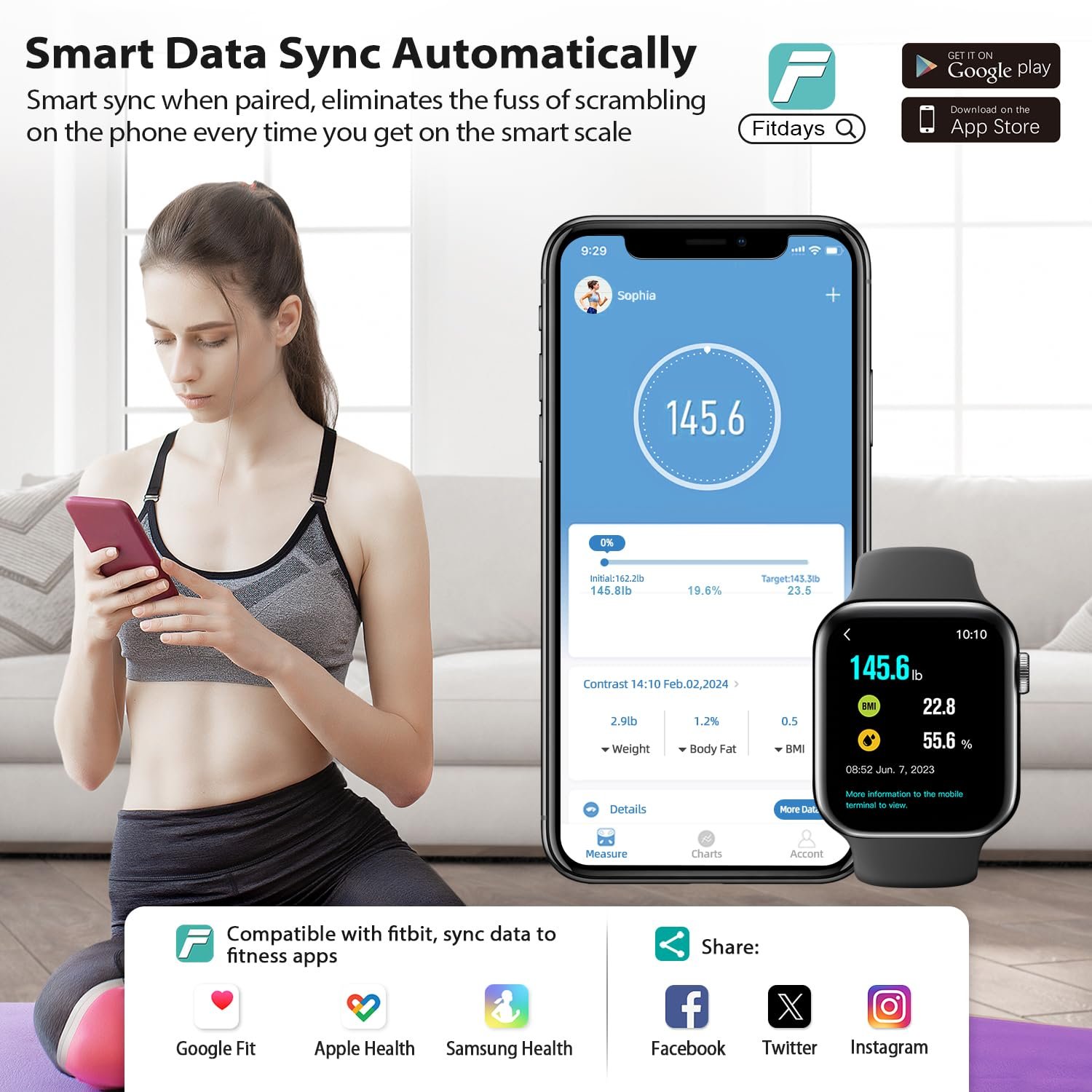 ABLEGRID Smart Bathroom Scale for Body Weight, Digital Body Fat Scale with LED Column Trend Display, - Image 6