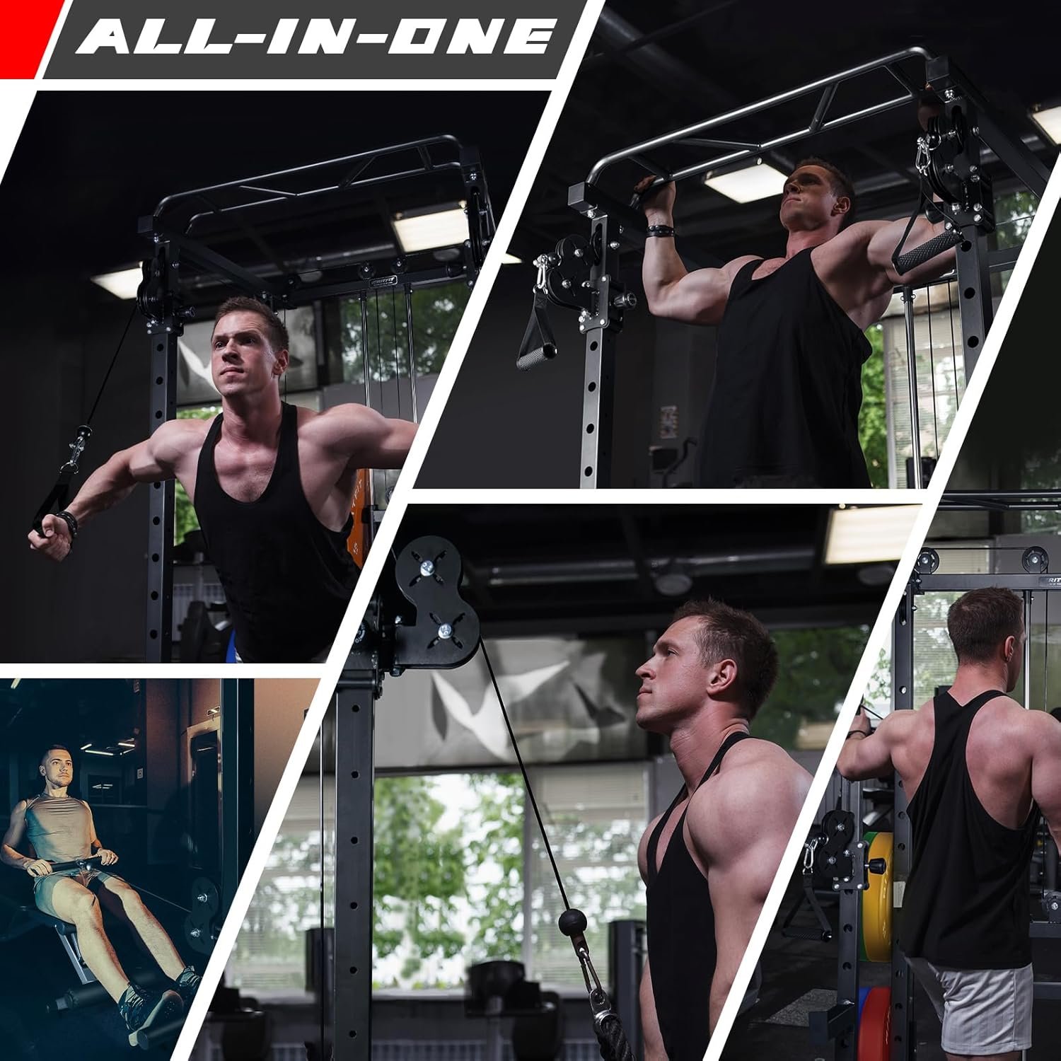 RitFit Multi-Function Squat Rack Power Cage PPC03 with Cable Crossover System, 1000LBS Capacity - Image 4