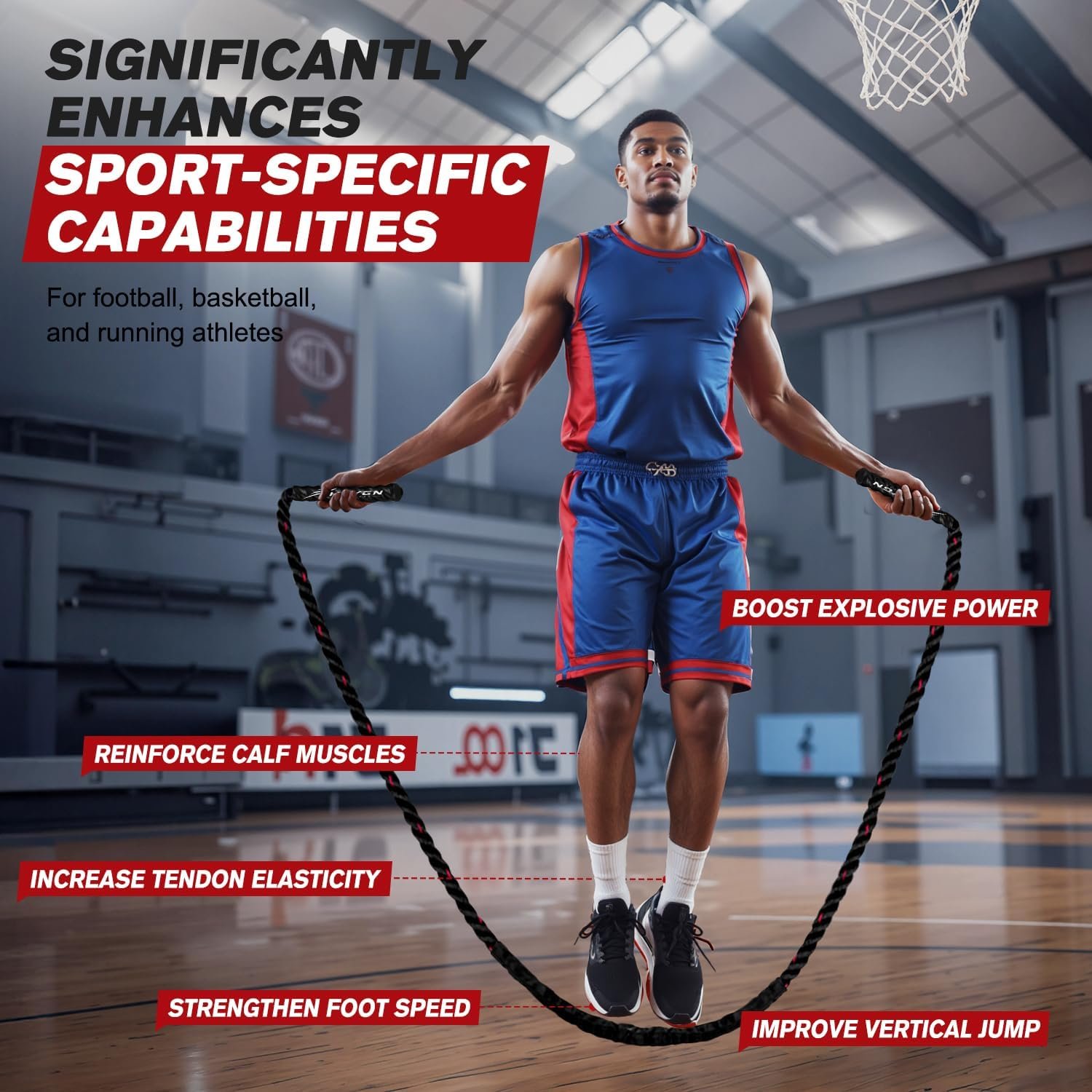 HPYGN Jump Rope, Weighted Jump Rope for Men women, 2.8lb 3.8lb 5lb Heavy Skipping Rope for Exercise, - Image 6