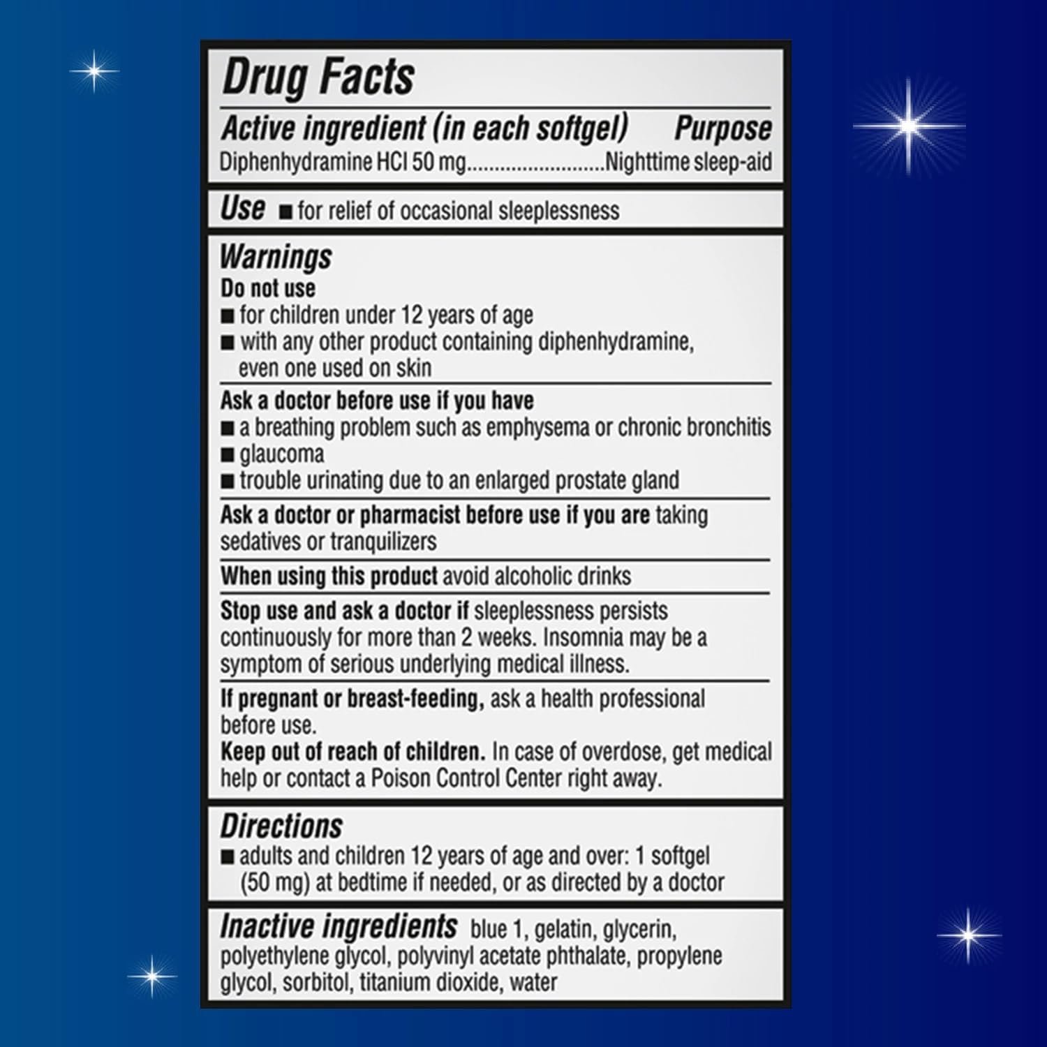 Unisom Nighttime Sleep-Aid Gels, Diphenhydramine HCI 50mg, 100 Count, 2 pk - Image 9