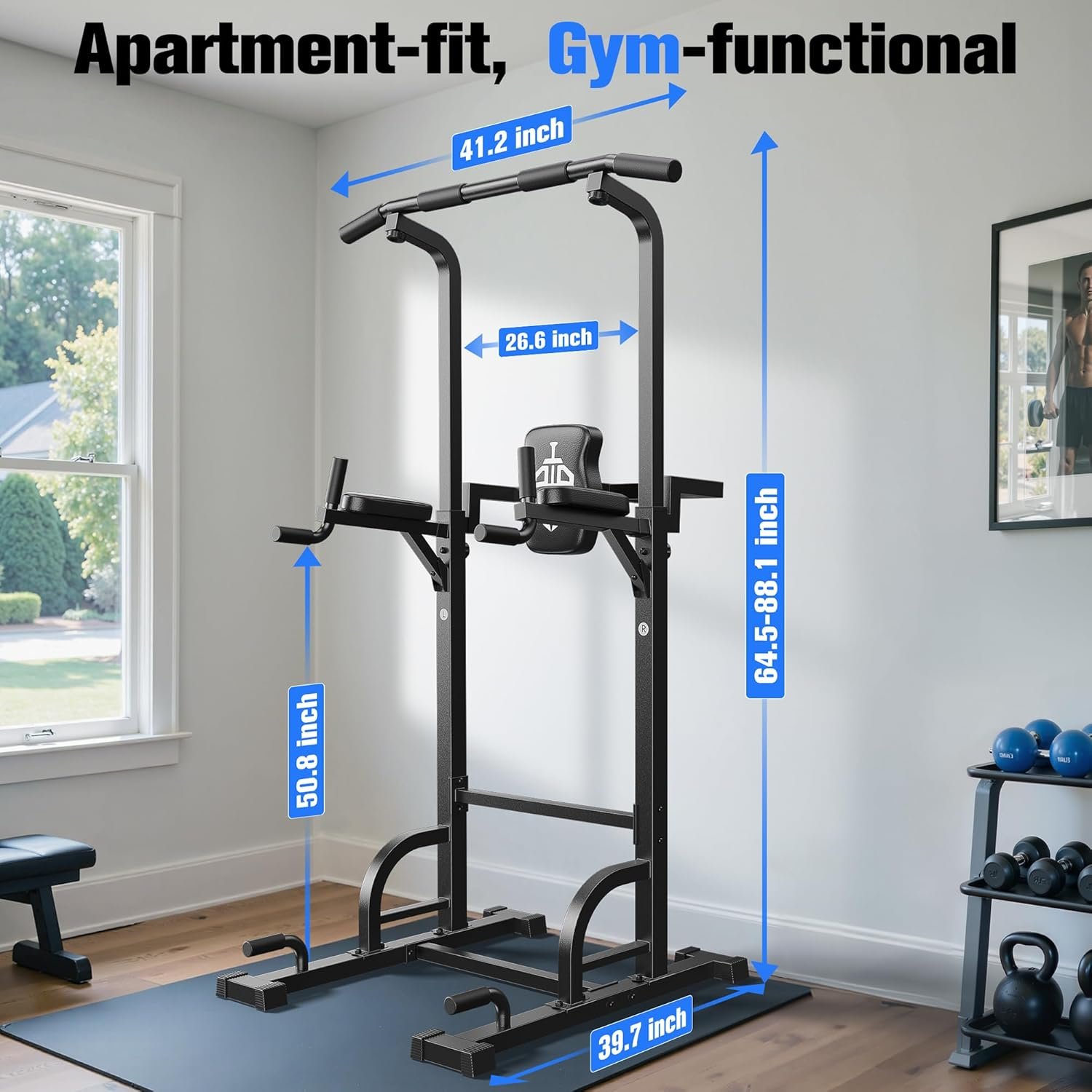 Sportsroyals Power Tower Pull Up Bar Station, 450LBS Stable Pull Up Dip Station for Home Gym - Image 10