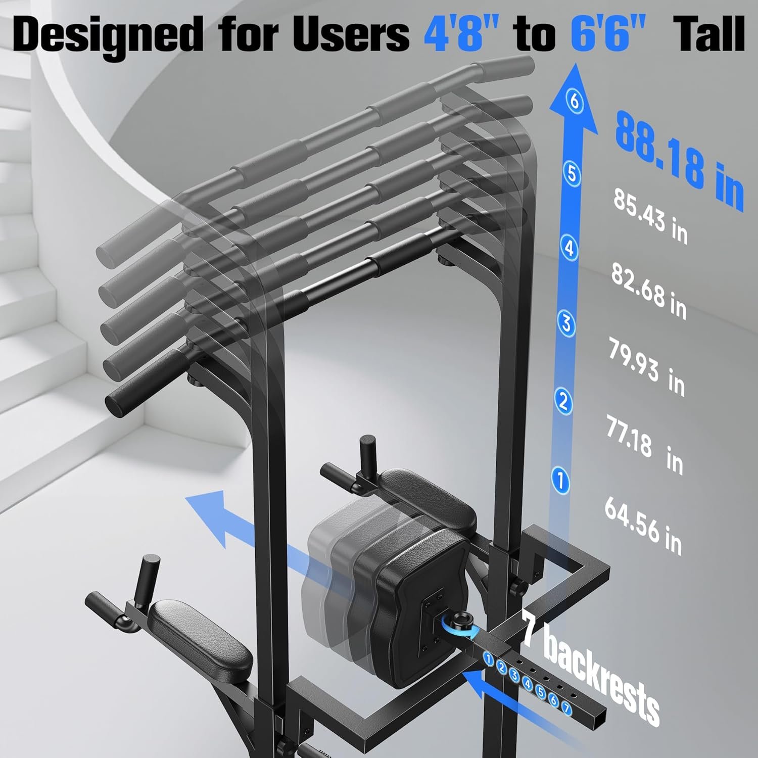 Sportsroyals Power Tower Pull Up Bar Station, 450LBS Stable Pull Up Dip Station for Home Gym - Image 6