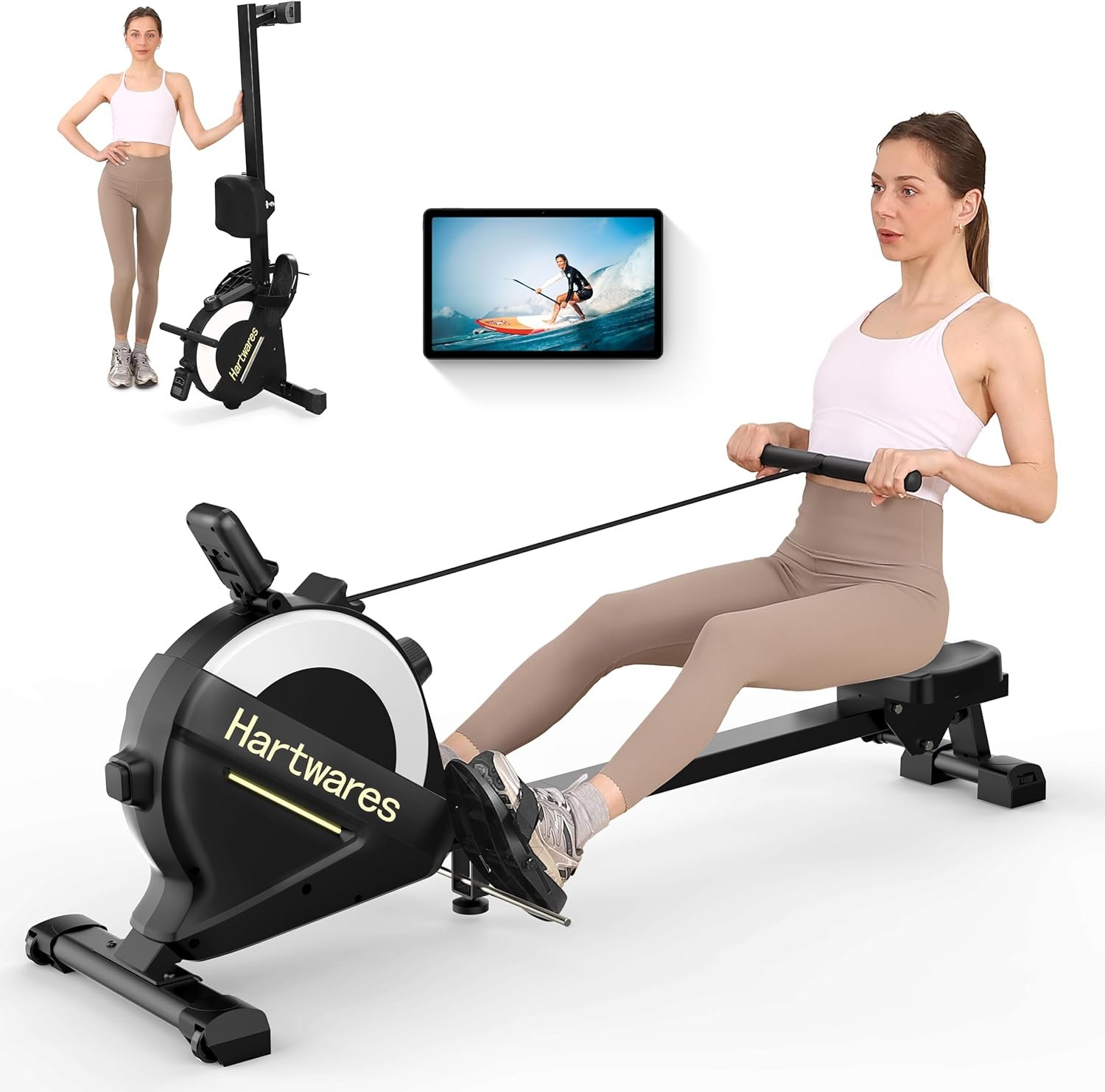 Rowing Machines for Home,Hartwares Magnetic Rowing Machine with 77lbs High Resistance Rowing Machine - Image 2