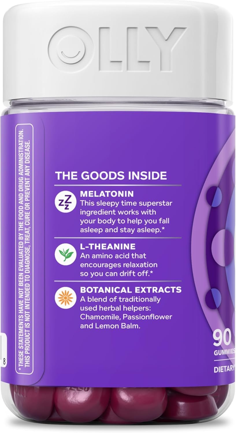 Olly Sleep Gummy, 3mg Melatonin, L-Theanine, Chamomile, Lemon Balm, Sleep Aid, BlackBerry, 90 Count - Image 9