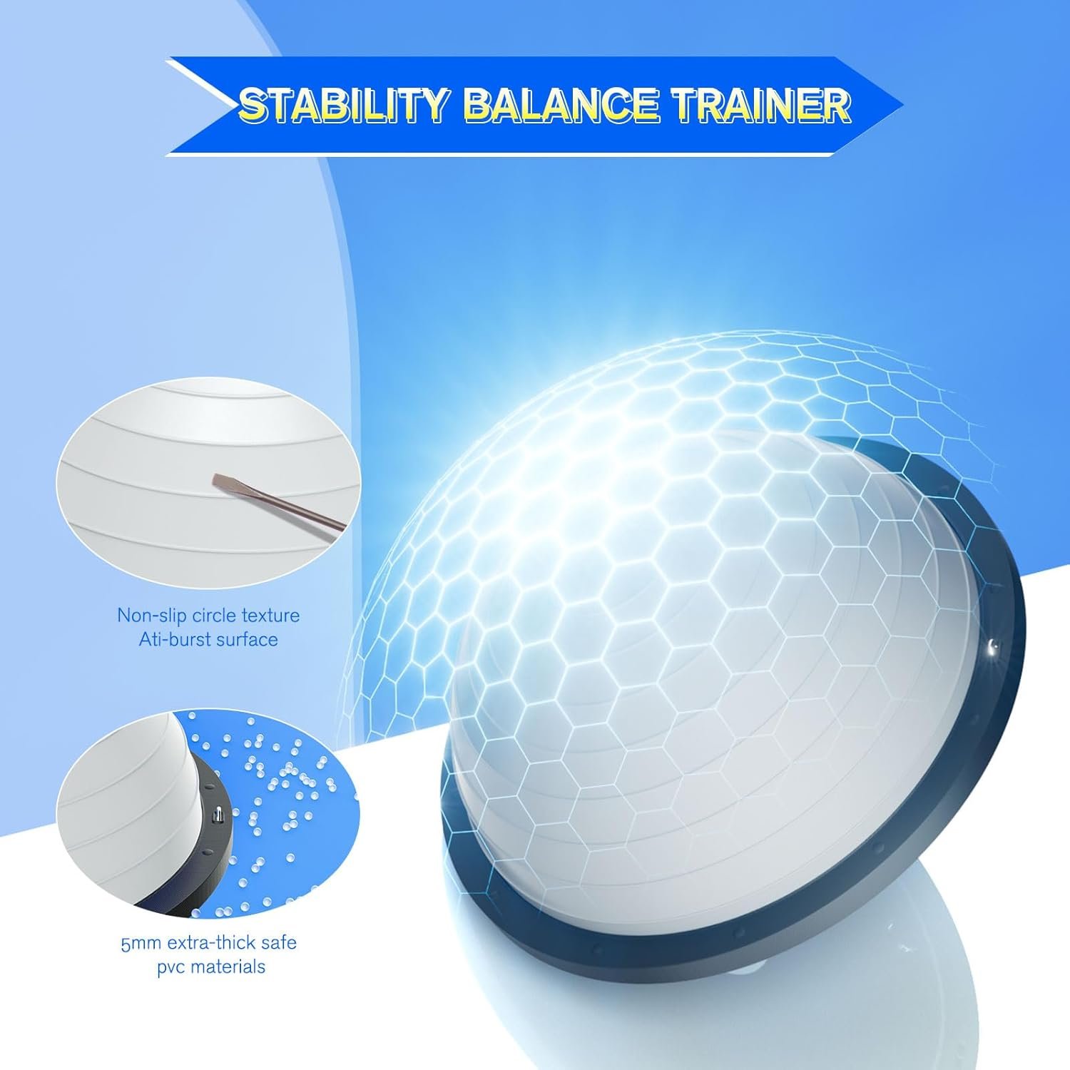 Half Balance Ball Trainer - Half Exercise Ball for Yoga, Core Strengthening, Workouts, Home Gym, - Image 4