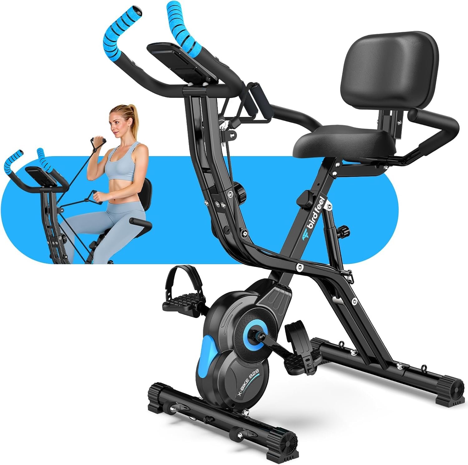 Foldable Exercise Bike, Multifunctional Indoor Stationary Bikes for Home with 8-Level Magnetic - Image 2