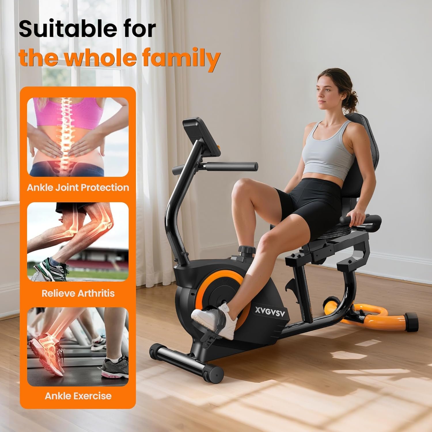 Recumbent Exercise Bike for Home Use, Quiet Recumbent Stationary Bikes for Adults & Seniors, - Image 9