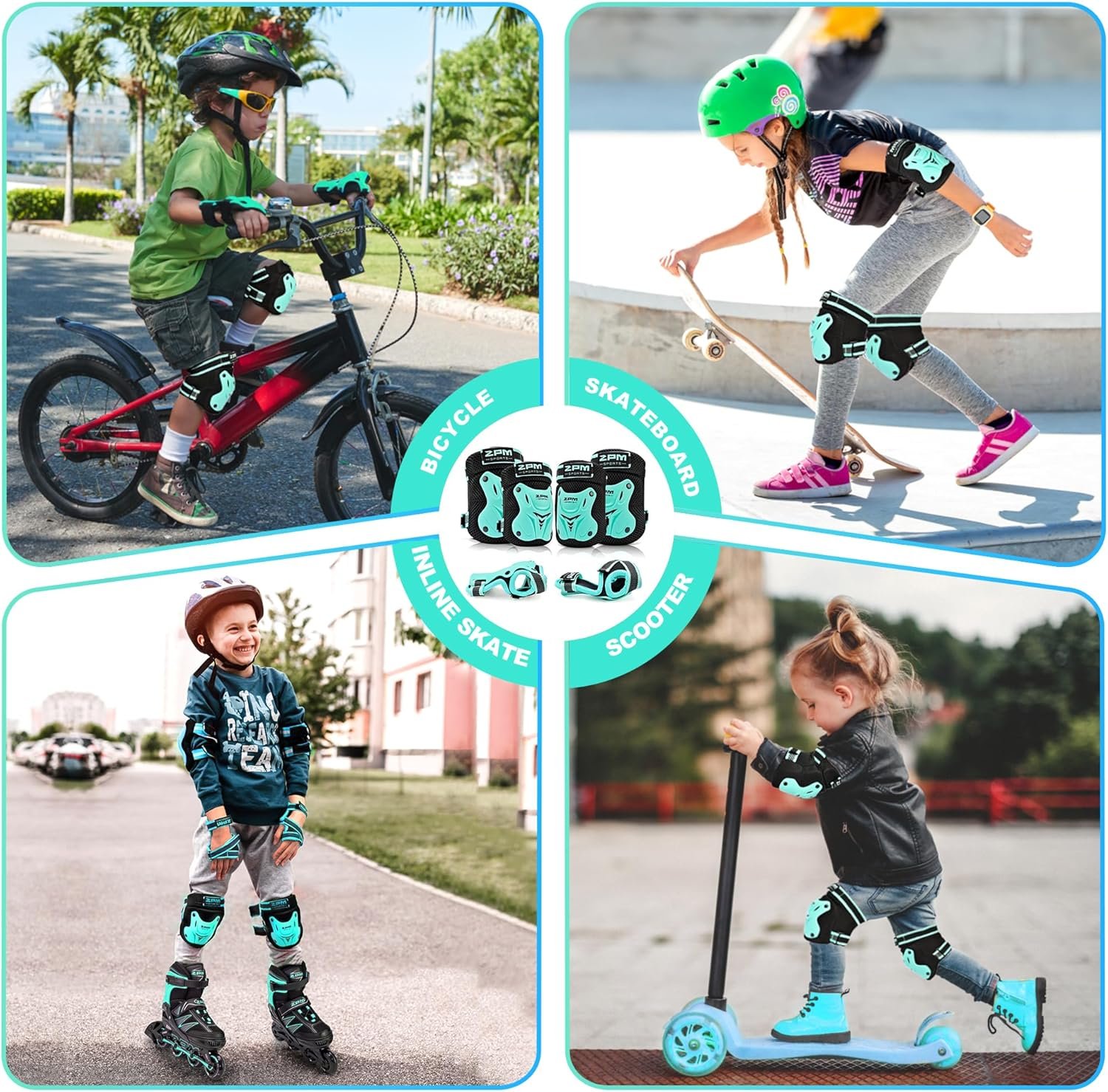 2PM SPORTS Knee Pads for Kids, Wrist Guards Knee and Elbow Pads Set with Drawstring Bag, Protective - Image 7