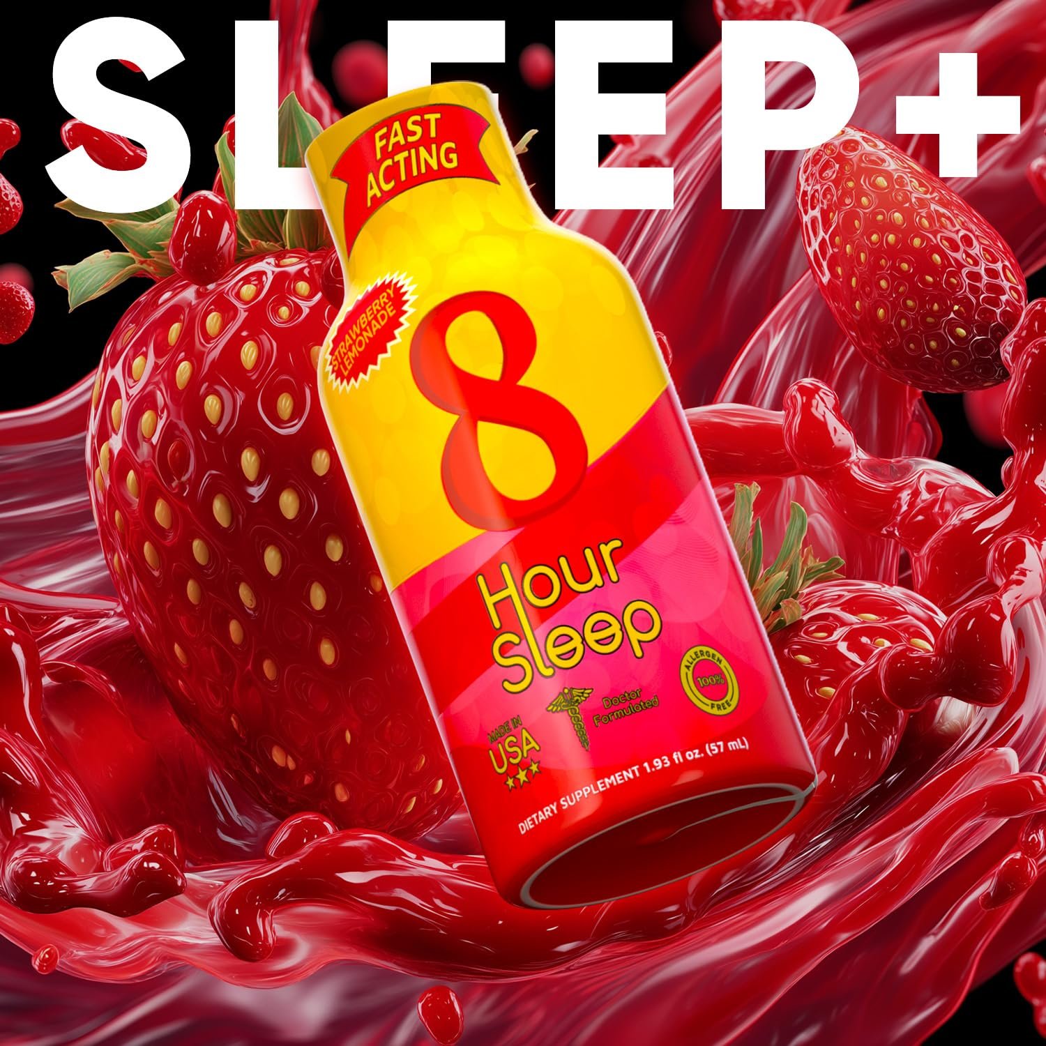 Vitamin Energy 8-Hour Sleep Shot Strawberry Lemonade 12 Pack, Melatonin, 5-HTP, GABA, Valerian, - Image 4