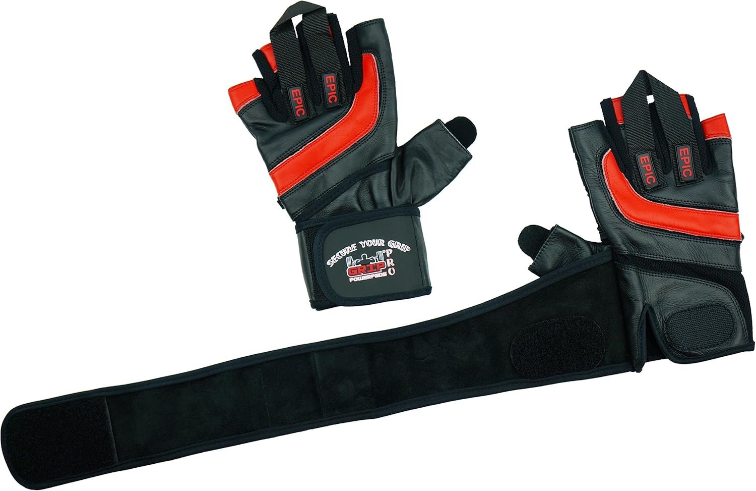 Epic Leather Gym Gloves with Built in 2" Wide Wrist Wraps Grip & Design for Weightlifting Power - Image 7