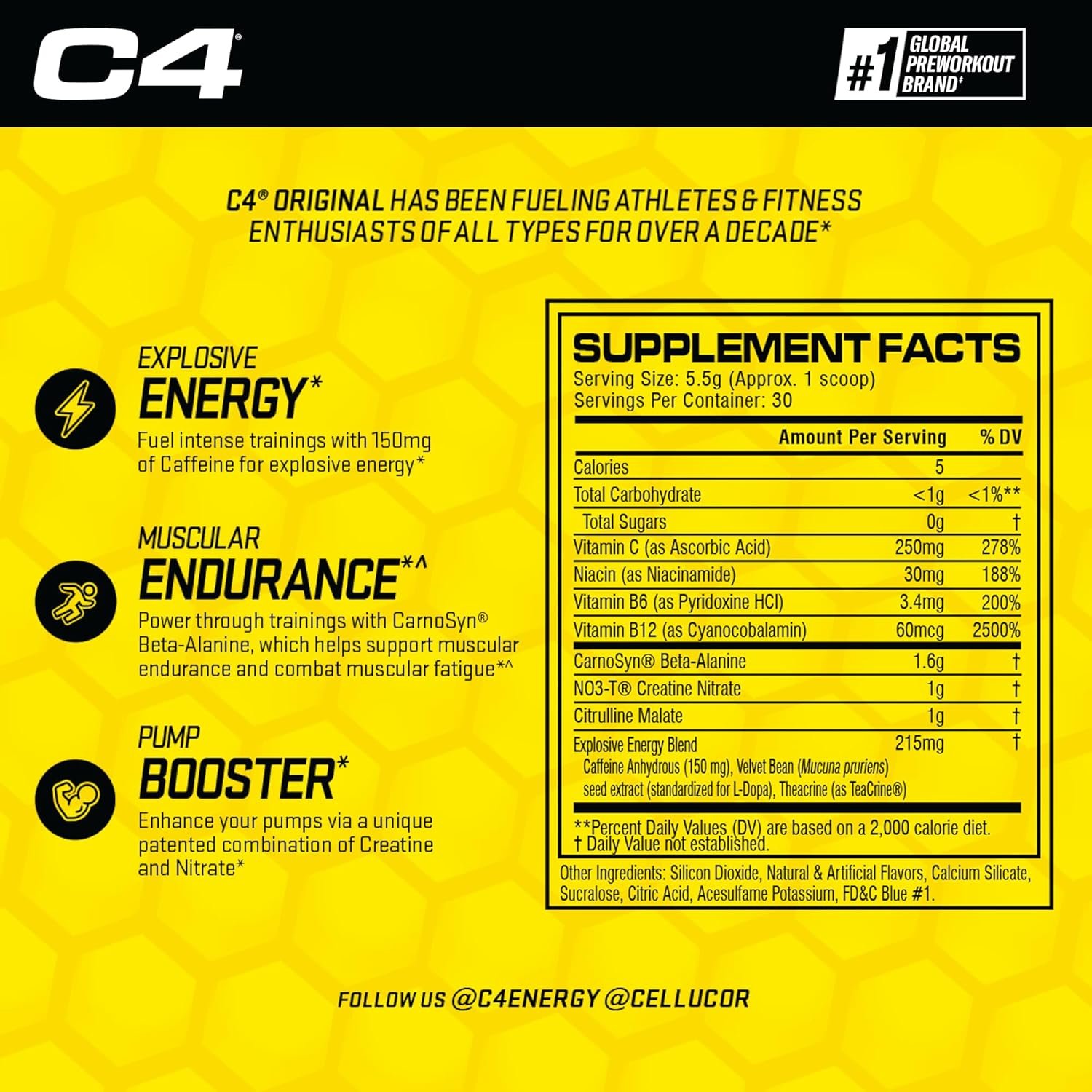 Cellucor C4 Original Pre Workout Powder Frozen Bombsicle Sugar Free Preworkout Energy for Men & - Image 4