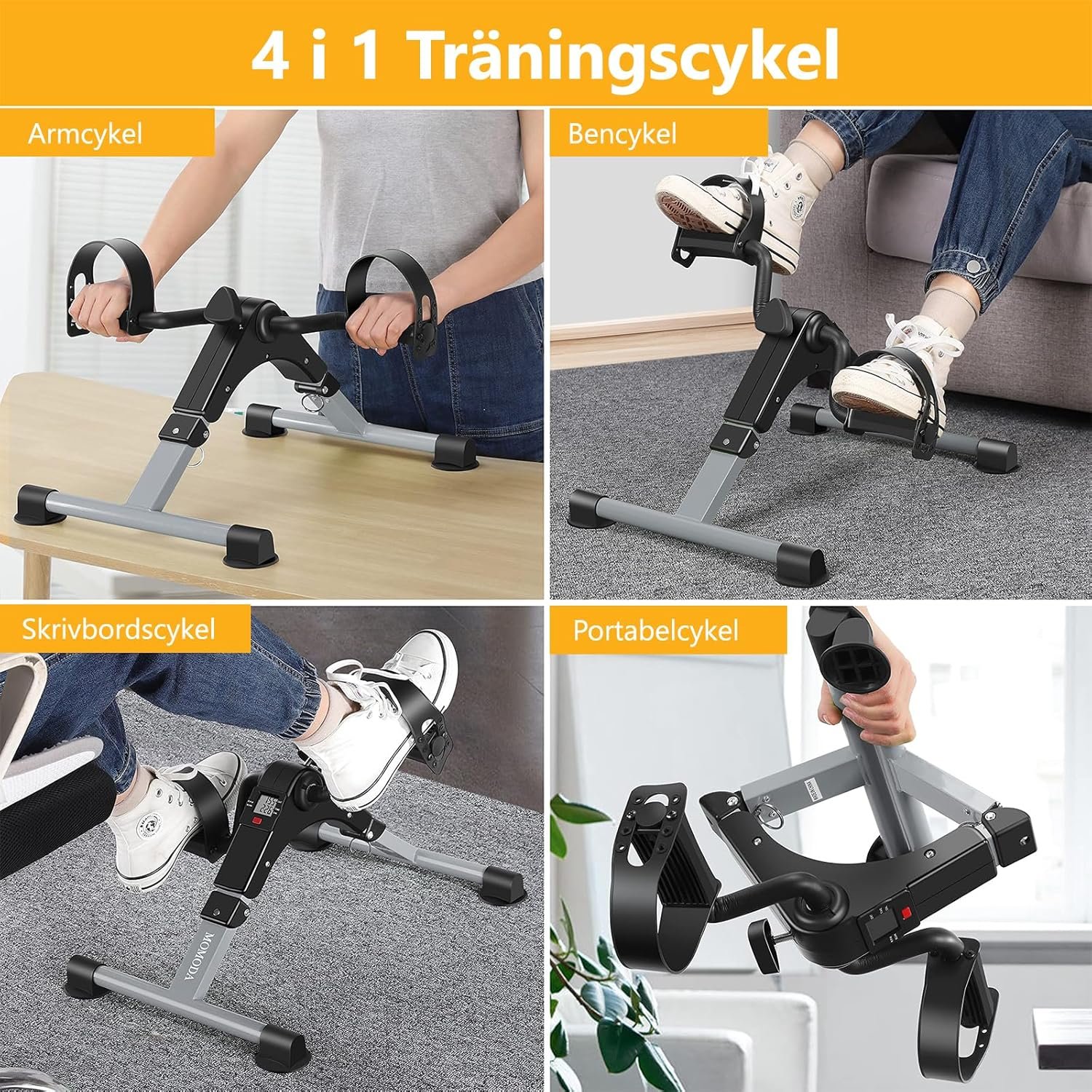 Under Desk Bike Pedal Exerciser Mini Bike for Leg/Arm Bike Foldable Peddler with LCD Display for - Image 7