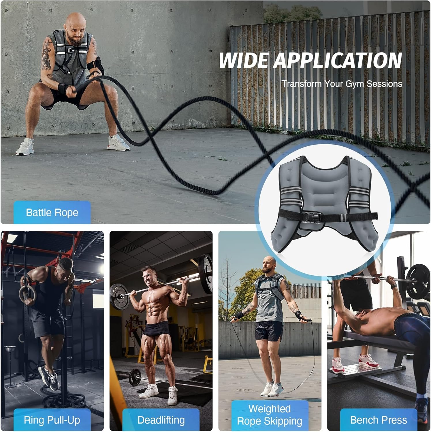 ZELUS Weighted Vest, 6lb/8lb/12lb/16lb/20lb/25lb/30lb Weight Vest with Reflective Stripe for - Image 6