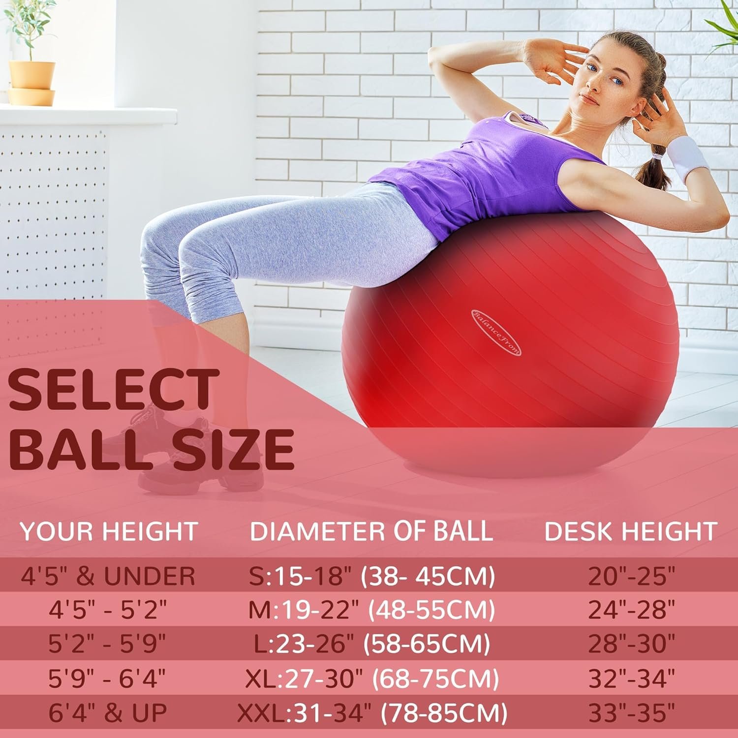 Fitvids Anti-Burst and Slip Resistant Exercise Yoga Ball for Fitness with Quick Pump, 2,000-Pound - Image 8