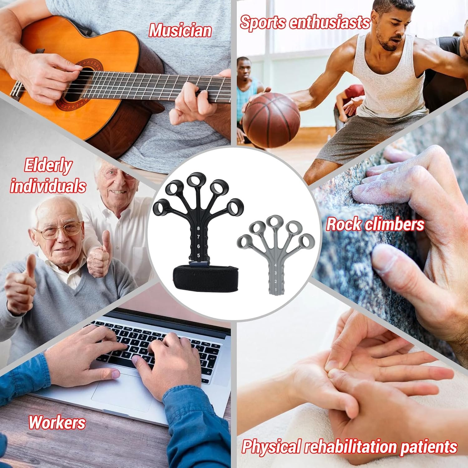 Grip Strength Trainer,Gripster, 4 Pcs Hand Gripper Strengthener, 8-Gear Strength Adjustment, Used to - Image 7