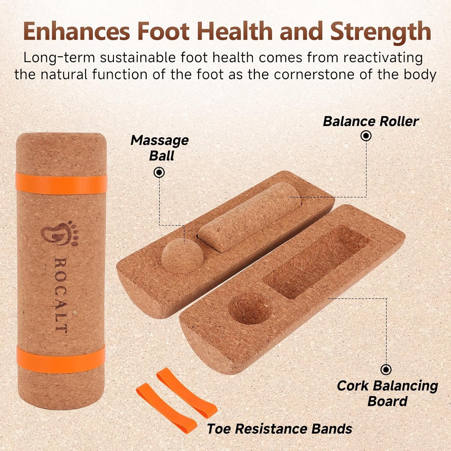 Rocalt Balance Board, Premium Cork Foot Strengthener, Balance Trainers for Enhanced Foot Function, - Image 3