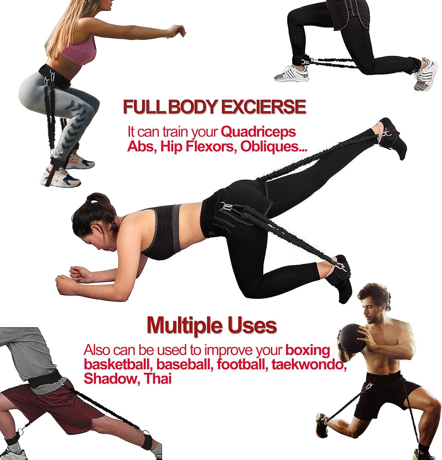 Boxing Resistance Bands MMA Boxing Training Equipment Gear with Handles/Ankle Cuff/Belt for - Image 5