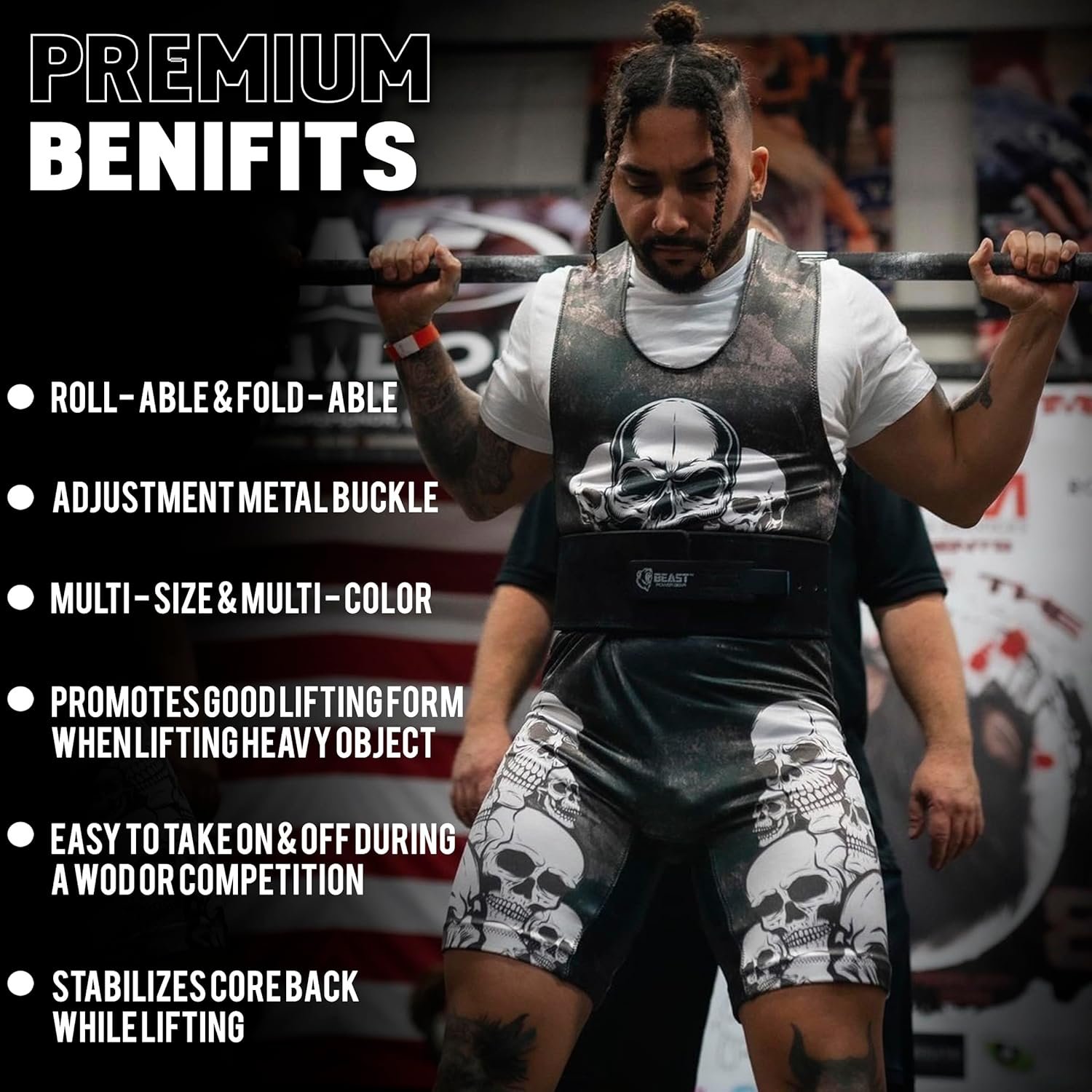 Beast Power Gear Weight Lifting Belt Lever Buckle 10MM 13MM Thick & 4 Inches Free Strap - Image 6