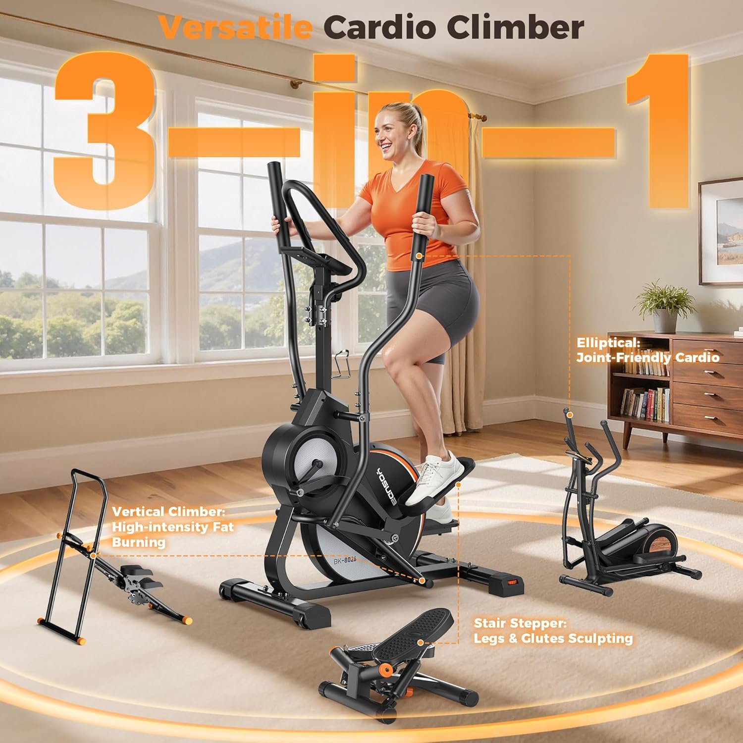 YOSUDA Elliptical Exercise Machine, 3-in-1 (Elliptical + Cardio Climber + Stair Stepper) Elliptical - Image 3