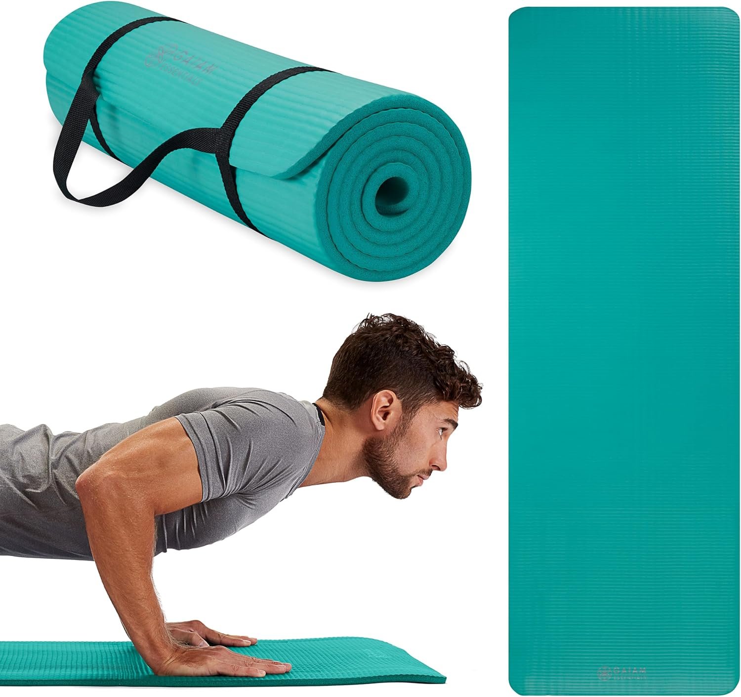 Gaiam Essentials Thick 2/5" (10mm) and Thin 1/4" (6mm) Yoga & Pilates, Fitness & Exercise Mat with - Image 2