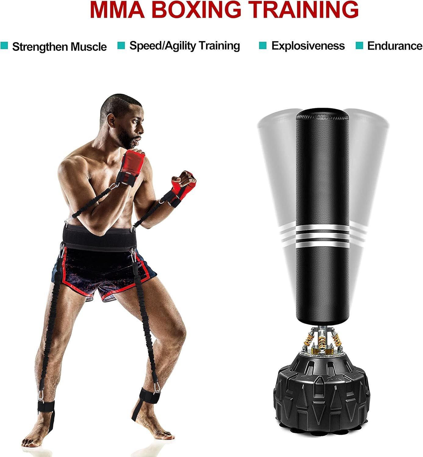 Boxing Resistance Bands MMA Boxing Training Equipment Gear with Handles/Ankle Cuff/Belt for - Image 6