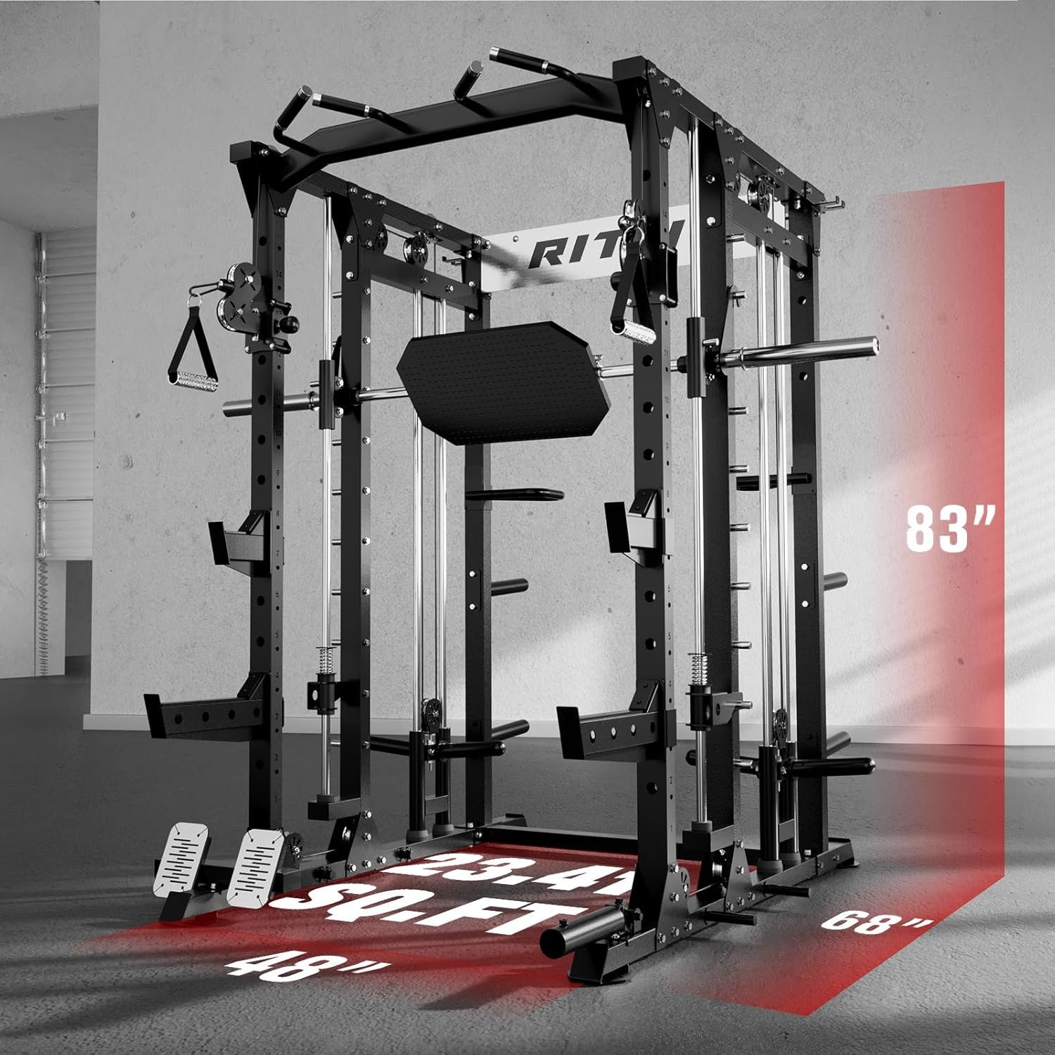 RitFit Buffalo Smith Machine, Power cage with LAT-Pull Down System & Cable Crossover System, - Image 7