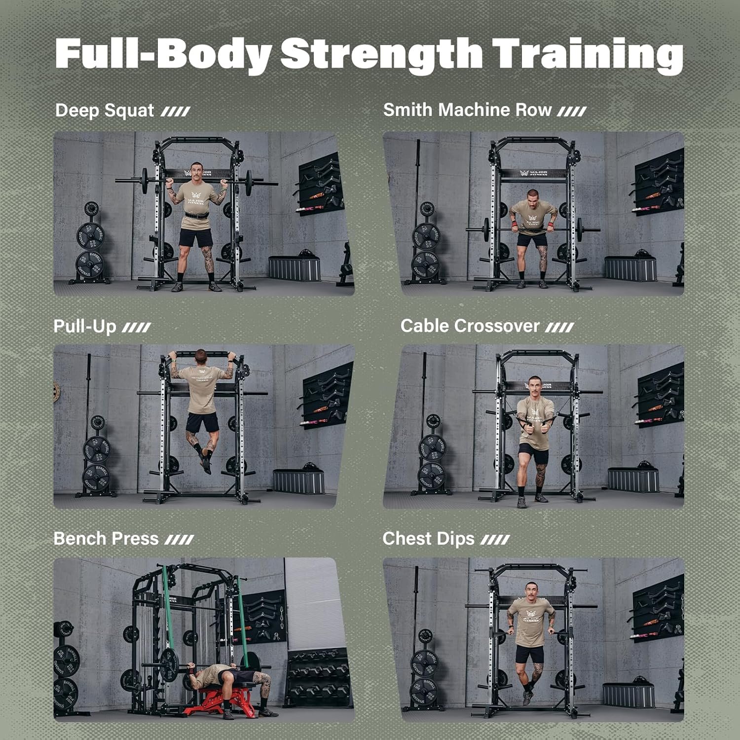 Major Fitness Drone2 Smith△ Machine – All-in-One Home Gym Squat Rack with Weight Bar, Dual LAT - Image 10