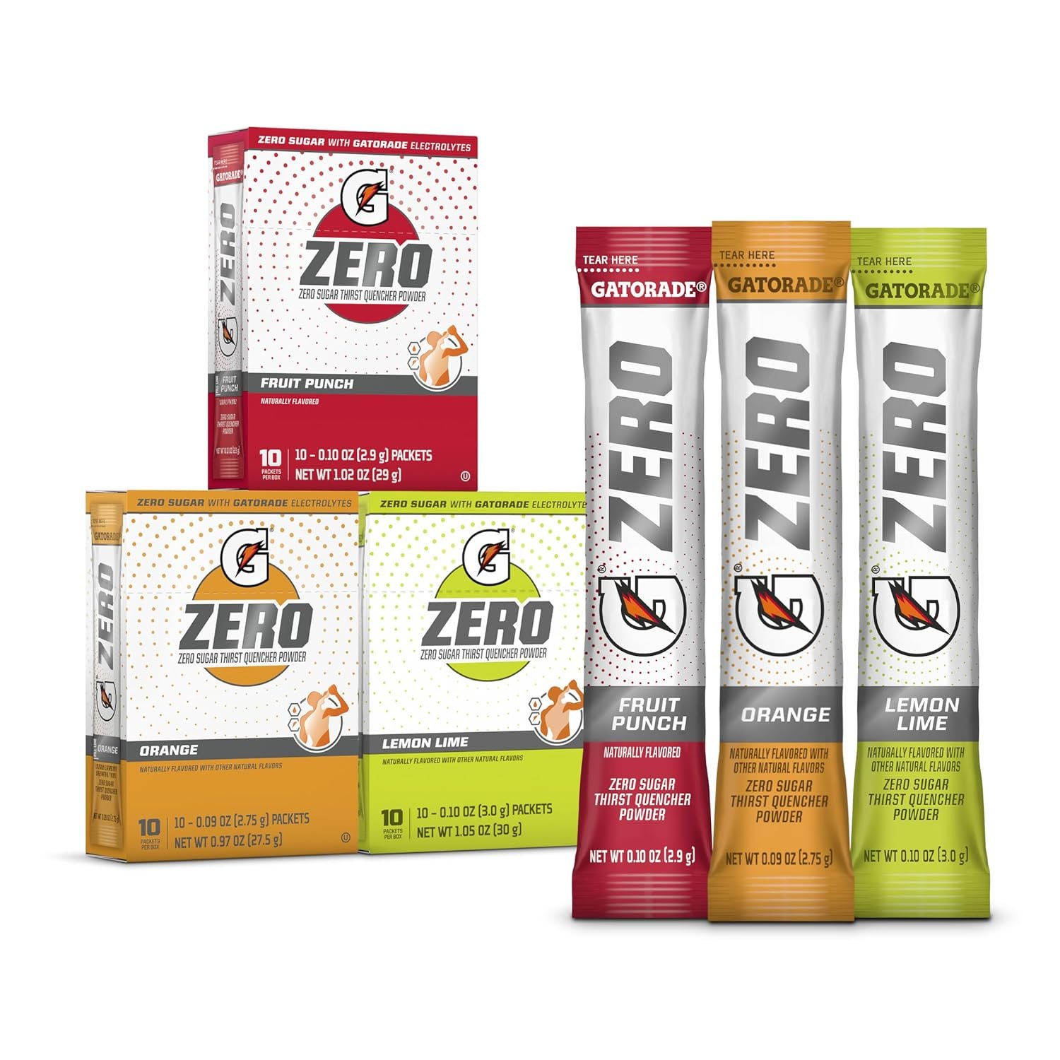 Gatorade G Zero Sports Drink Mix Powder Packets, 3 Flavor Classic Variety Pack, Electrolyte Powder - Image 2