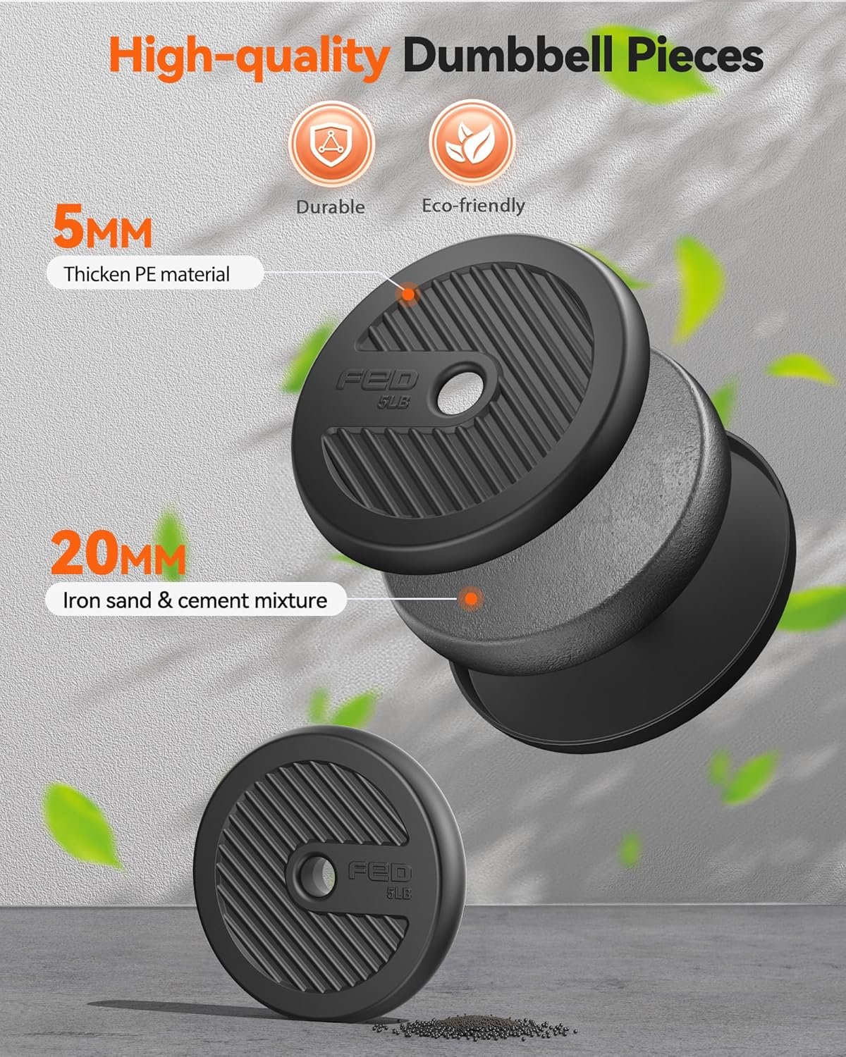 FEIERDUN Adjustable Dumbbells, 20/30/40/45/70/90lbs Free Weight Set with Connector, 5 in1 Dumbbells - Image 5