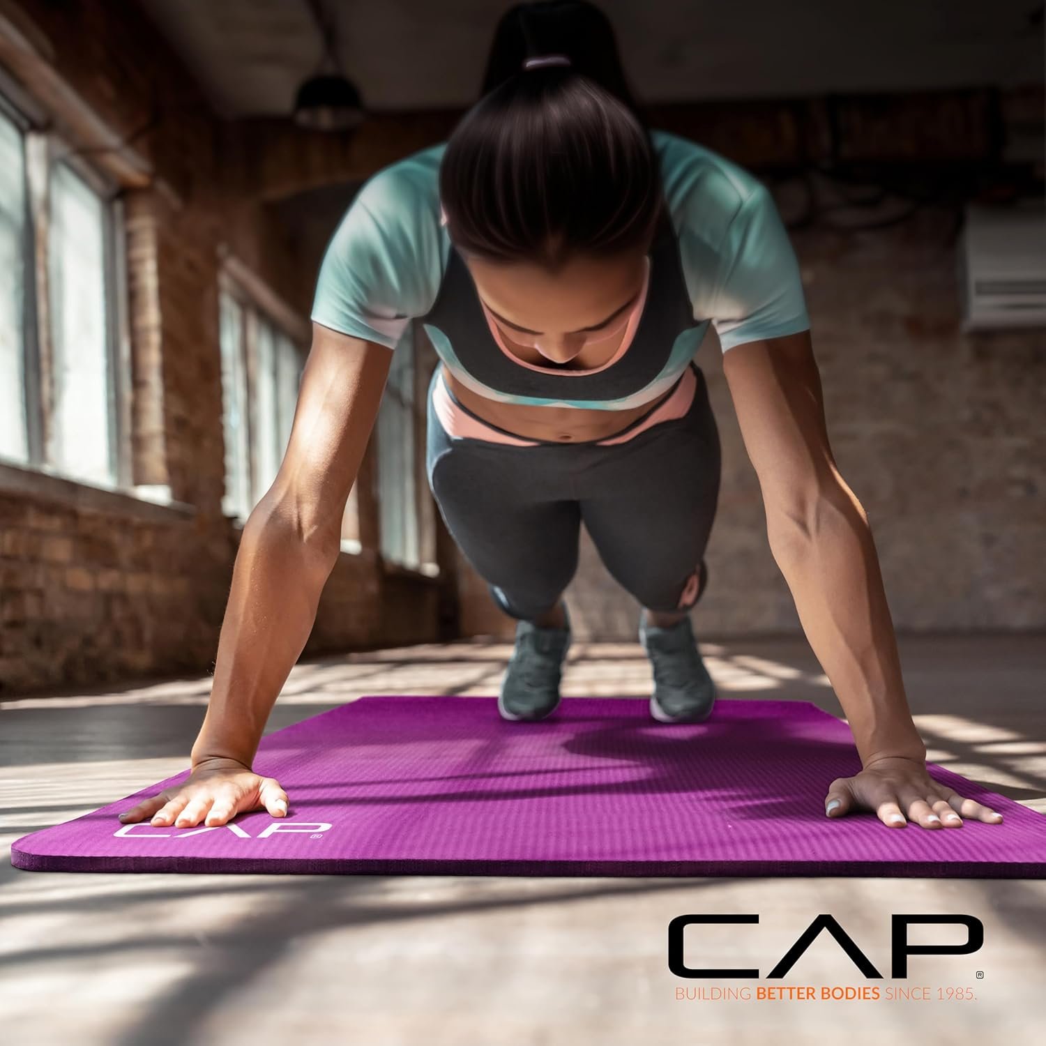 CAP Barbell 1/2-Inch High Density Exercise Yoga Mat with Strap | Multiple Options - Image 7