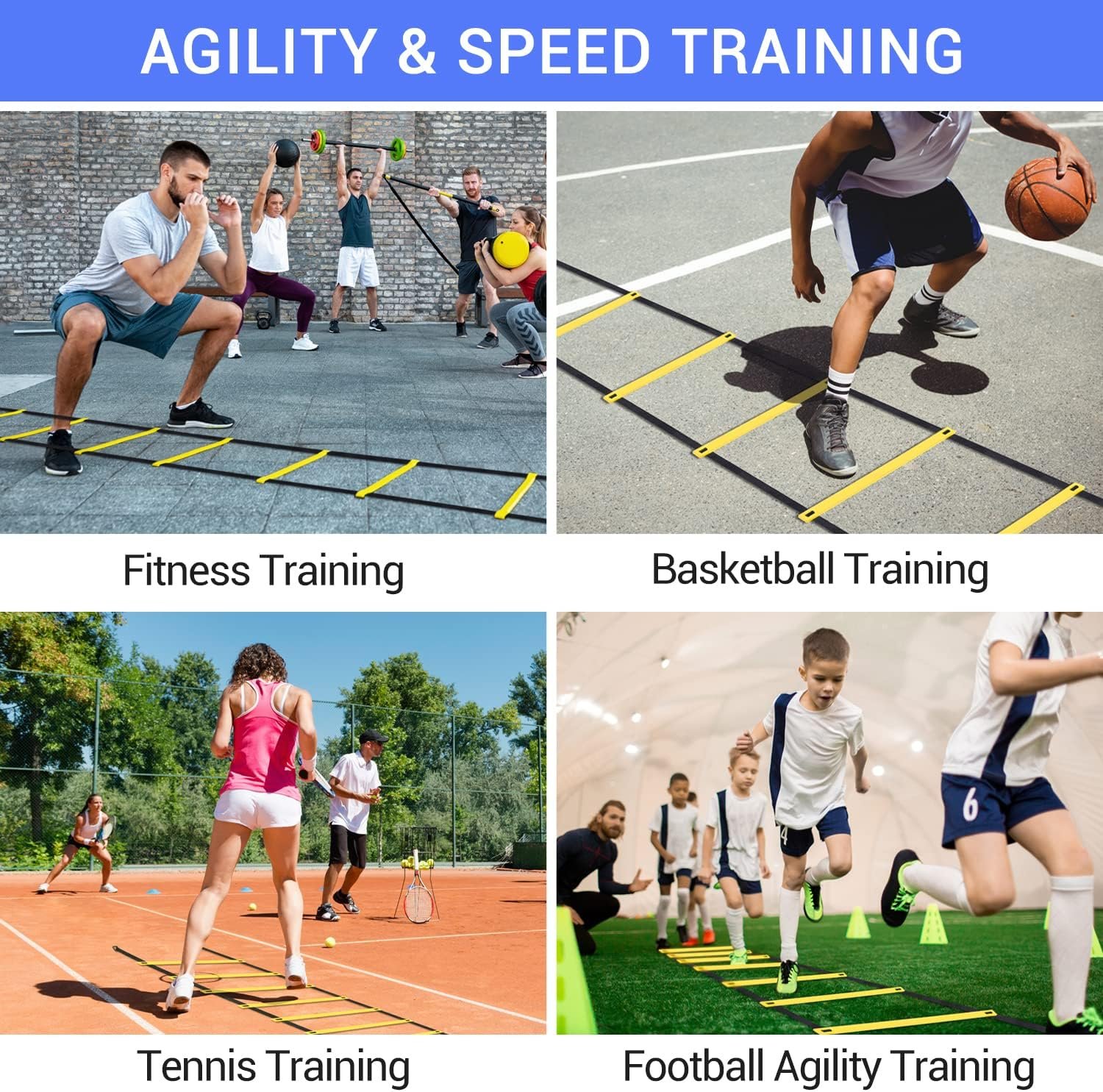 Agility Ladder Speed Training Set: Ohuhu 12 Rung 20ft Soccer Training Equipment for Kids with 12 - Image 7