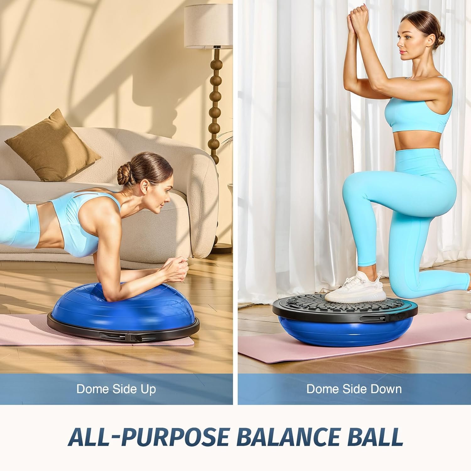 ZELUS 25in. Balance Ball | 660lb Inflatable Half Exercise Ball Wobble Board Balance Trainer w - Image 9