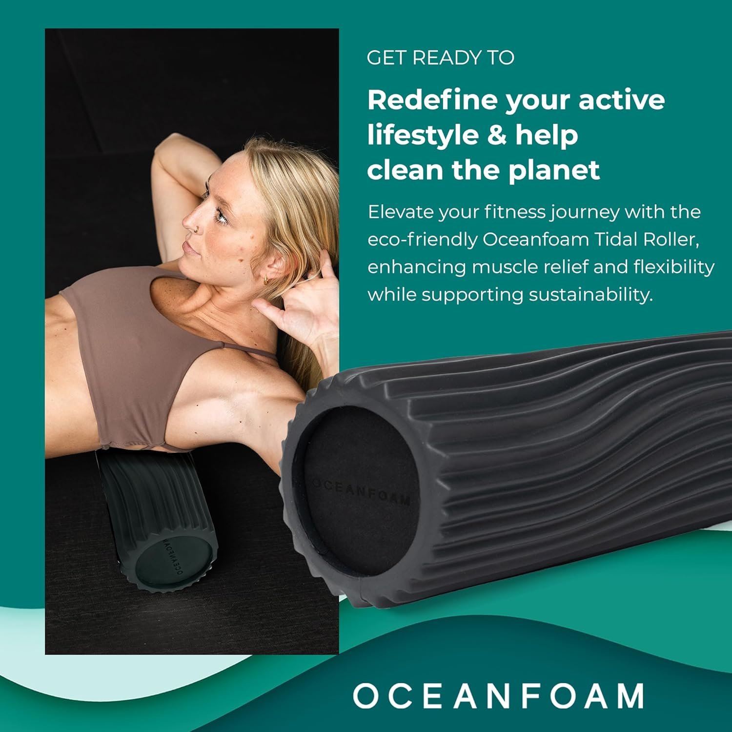Oceanfoam Tidal Roller - Charcoal - Muscle Massage Foam Roller for Back Pain & Stretching - Firm and - Image 4