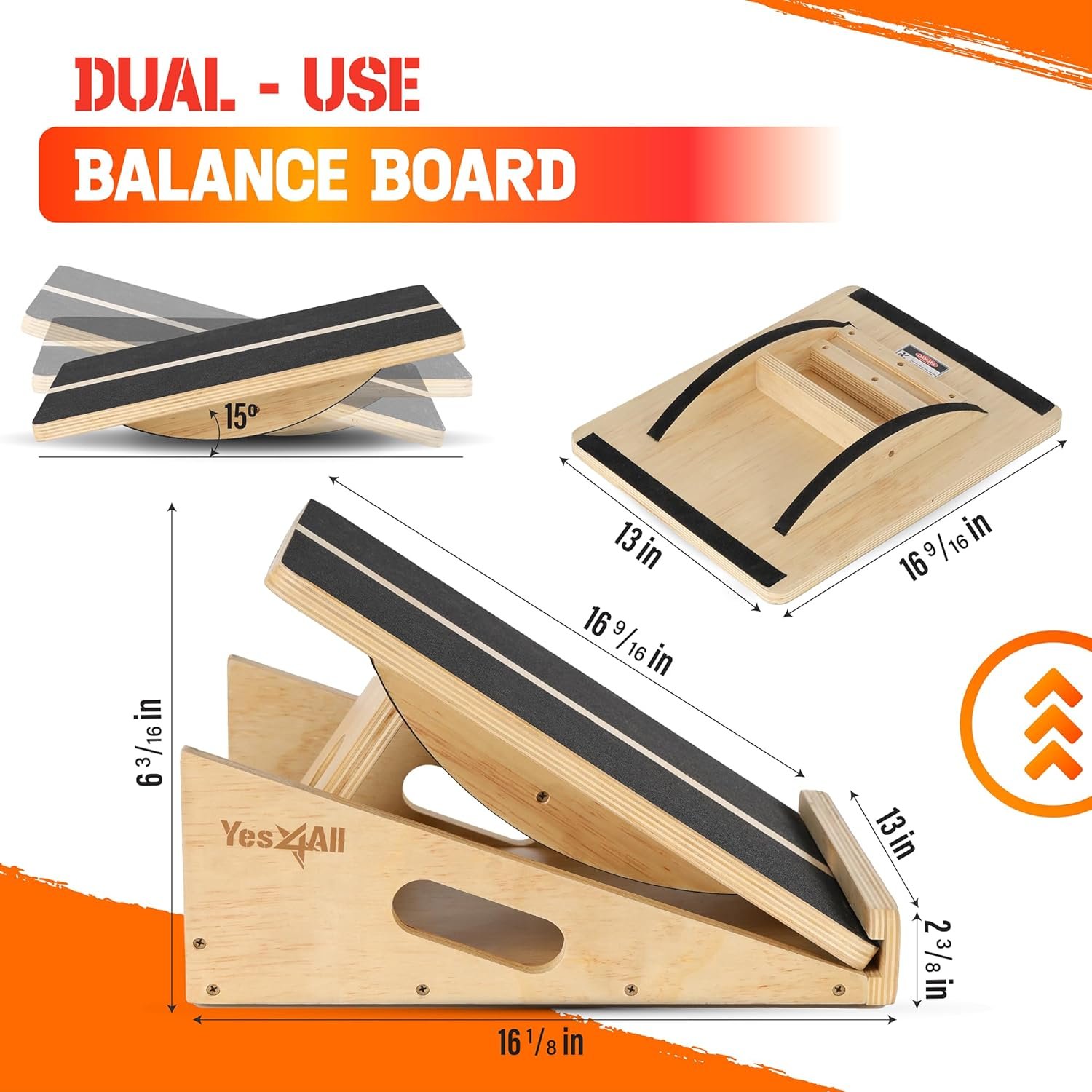 Yes4All Professional Incline Board, Slant Board Calf Stretching, Squat Wedge and Anti-Slip Surface, - Image 3