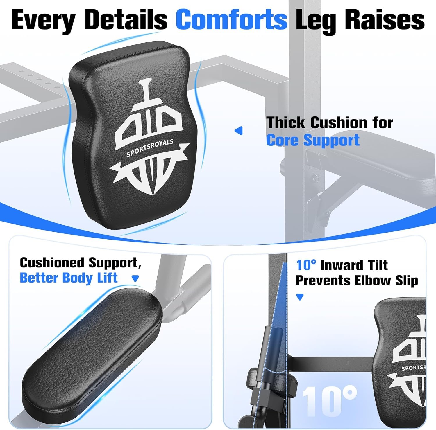 Sportsroyals Power Tower Pull Up Bar Station, 450LBS Stable Pull Up Dip Station for Home Gym - Image 8