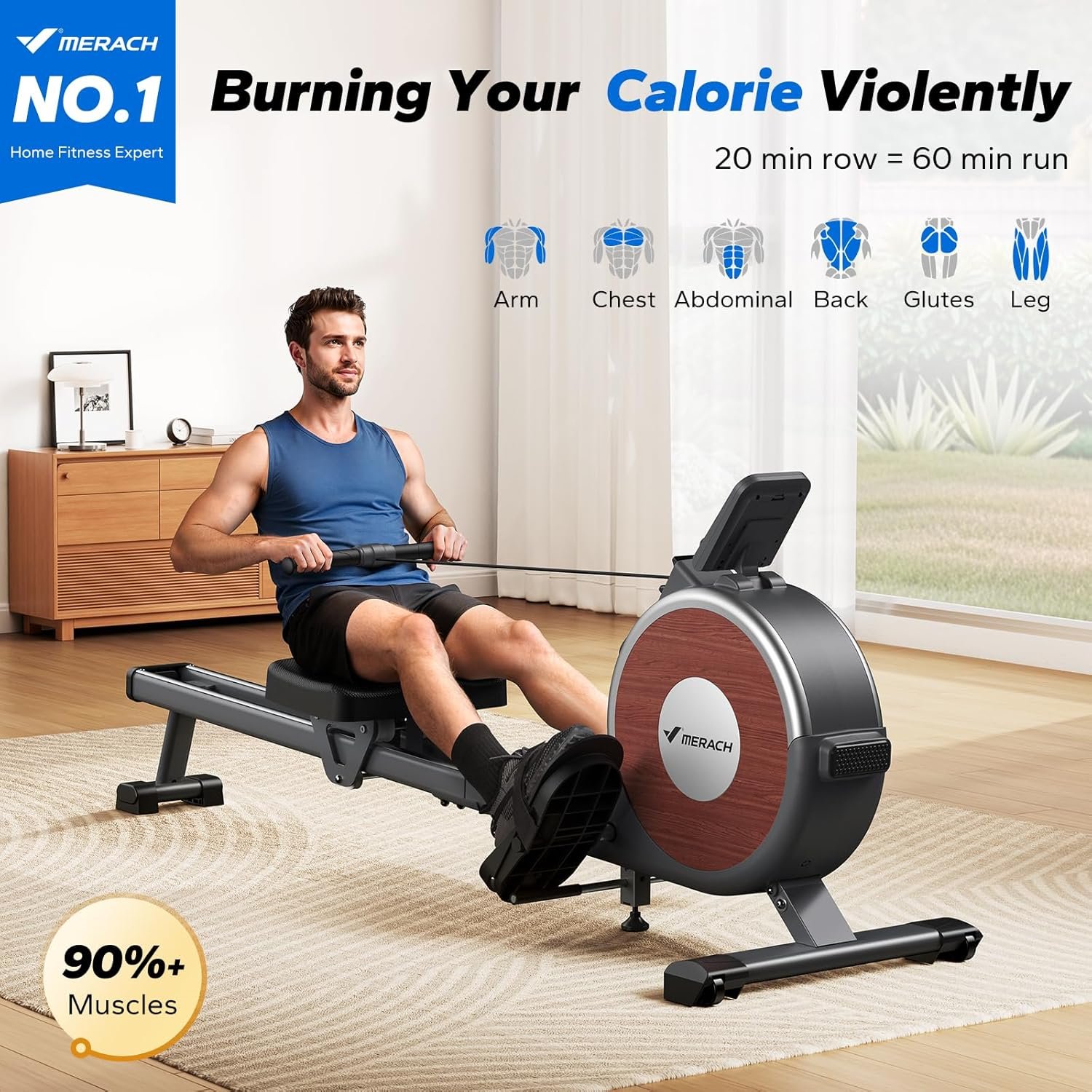 MERACH Rowing Machines for Home, Magnetic Rowing Machine with 16 Levels, Rower Machine of Quiet - Image 3